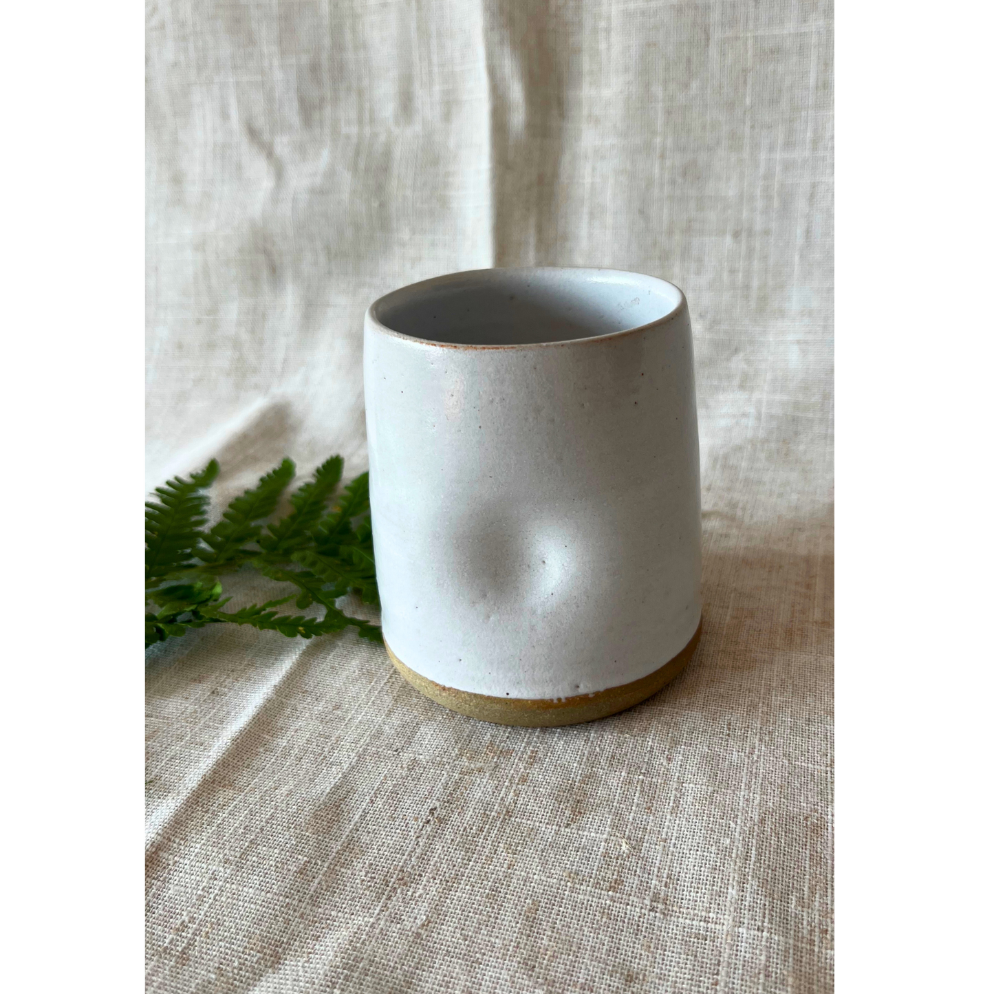 Handmade cortado coffee cup with dimple, white Pinch cup, Matcha cup, espresso coffee cup, Made in the UK