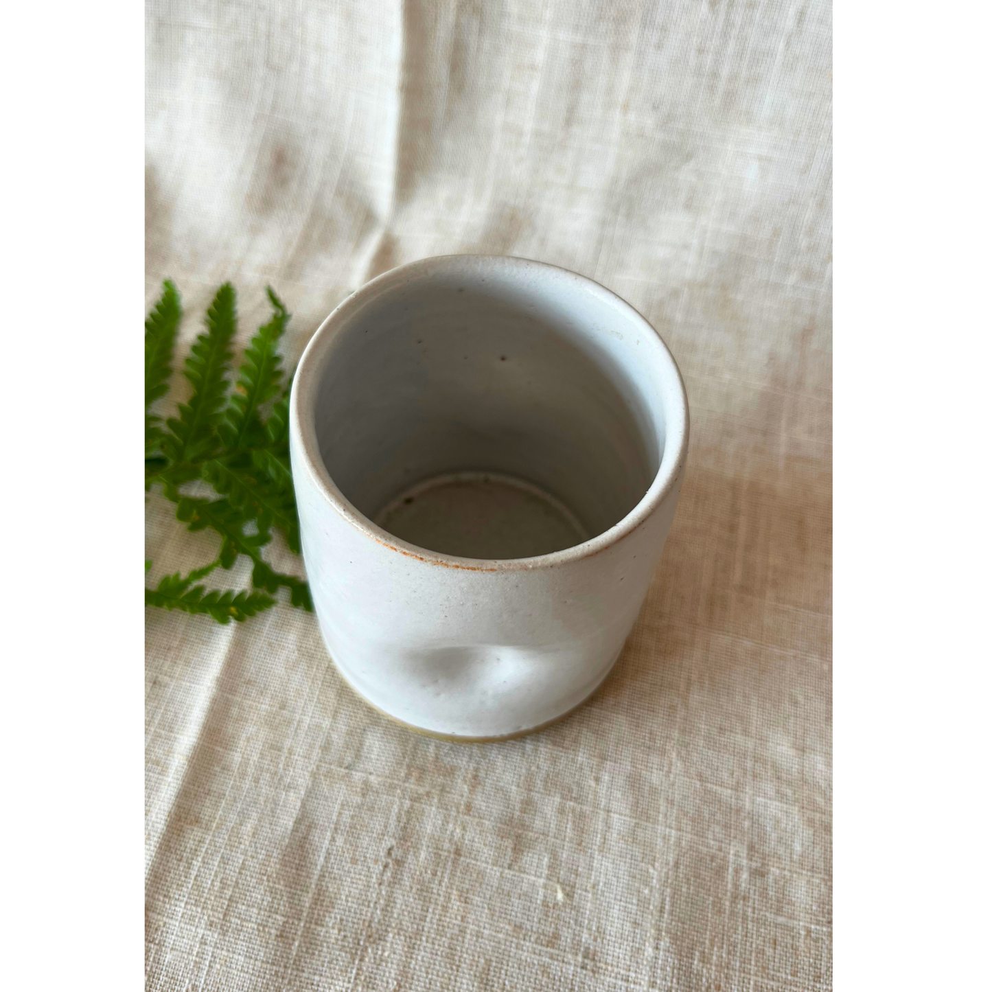 Handmade cortado coffee cup with dimple, white Pinch cup, Matcha cup, espresso coffee cup, Made in the UK