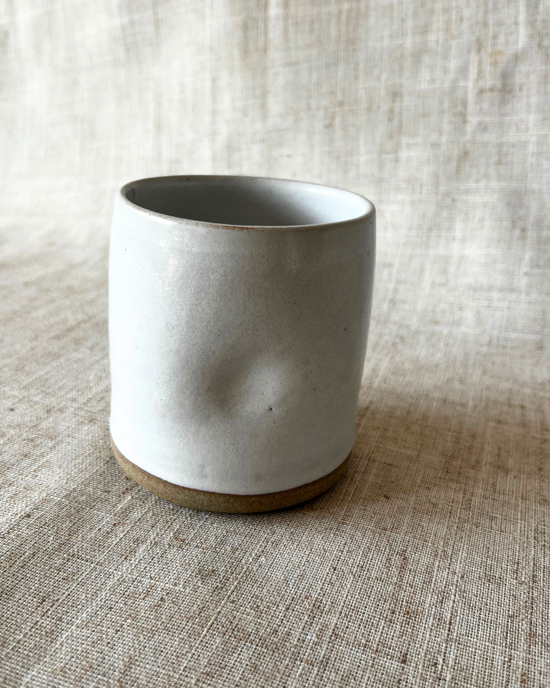 Handmade White Ceramic Dimpled Tumbler