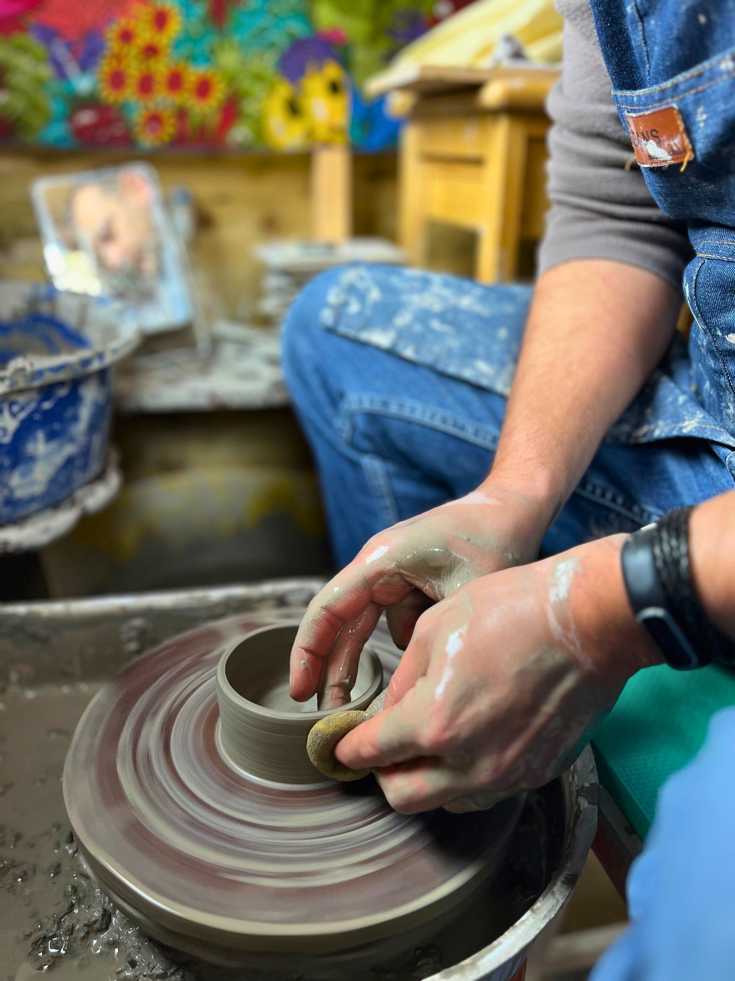 Handmade Coastal Harbour Ceramic Dimpled Tumbler
