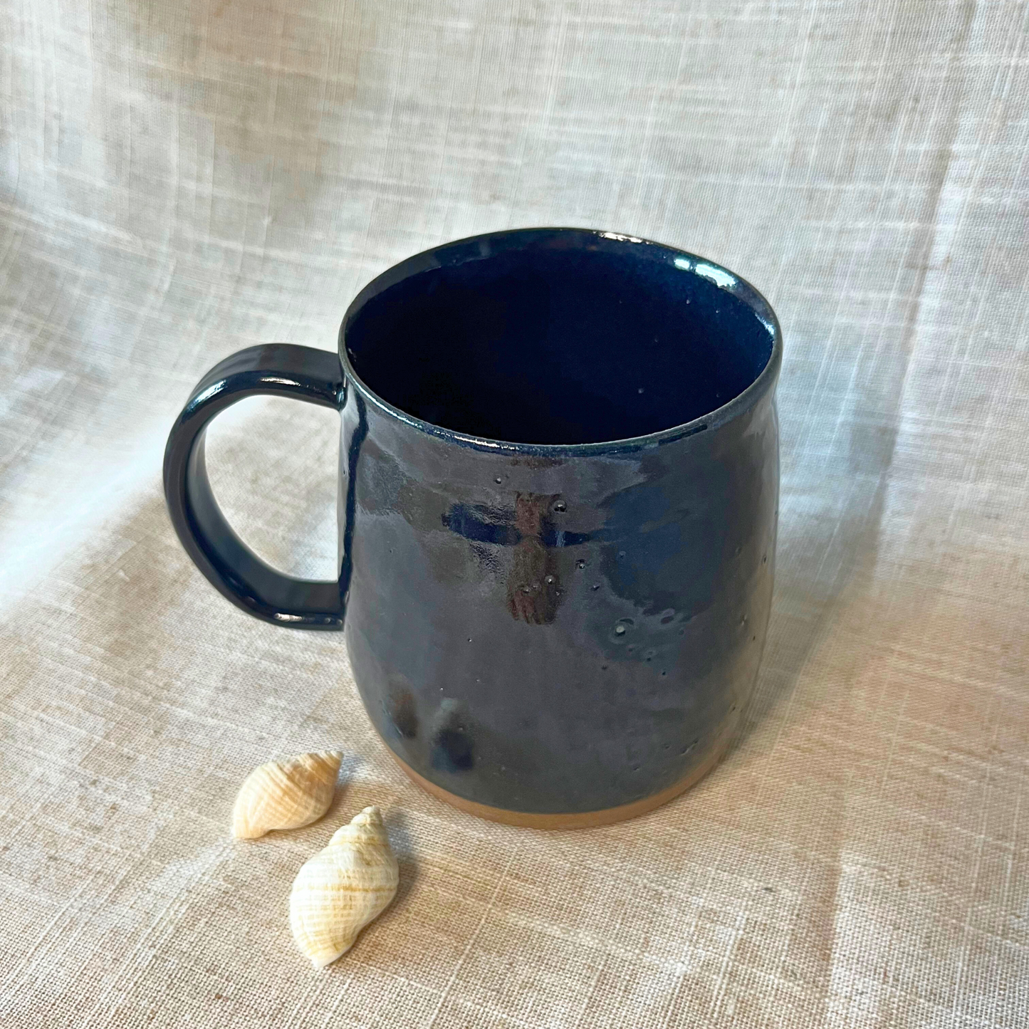 Handmade Ceramic Tankard, Large navy blue stoneware mug, UK Made