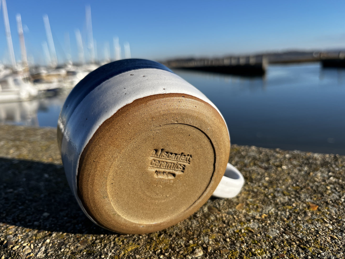 Handmade Ceramic Mug, blue and white mugs, Nautical mug, UK Made