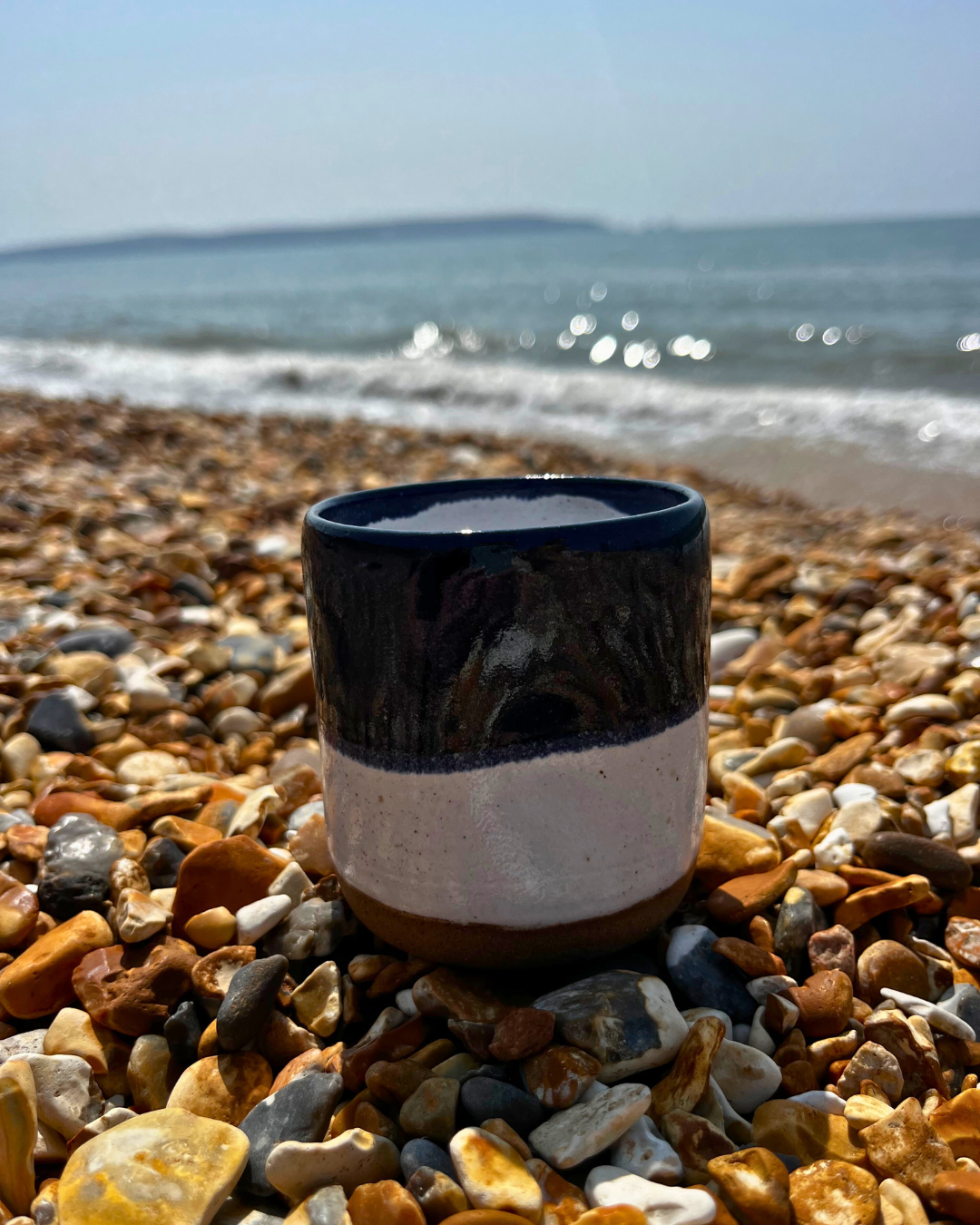 Handmade Coastal Harbour Ceramic Dimpled Tumbler
