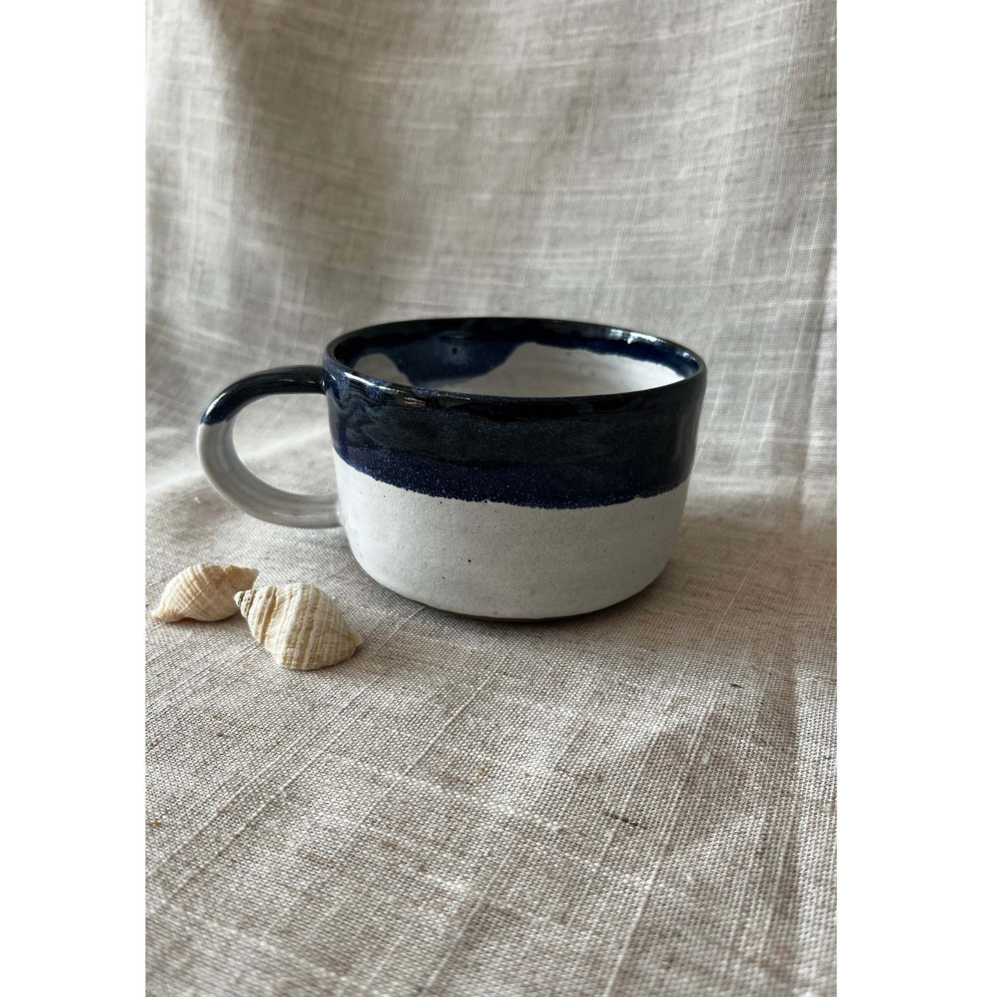 Handmade Ceramic Mug, blue and white mugs, Nautical mug, UK Made