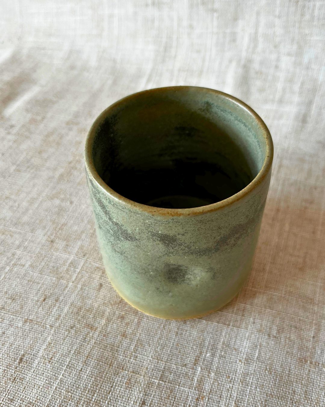 Handmade Forest Moss Ceramic Dimpled Tumbler