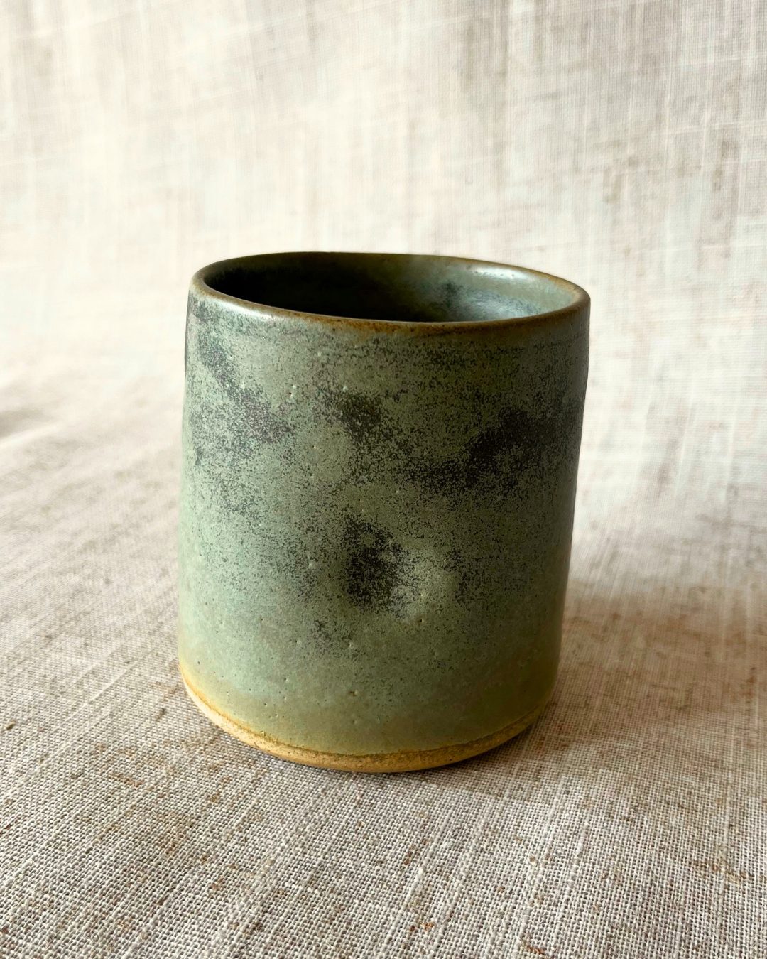 Handmade Forest Moss Ceramic Dimpled Tumbler