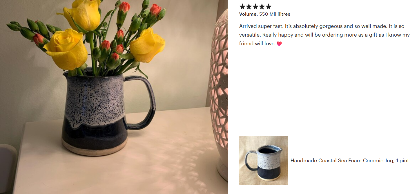 Handmade Coastal Sea Foam Ceramic Jug