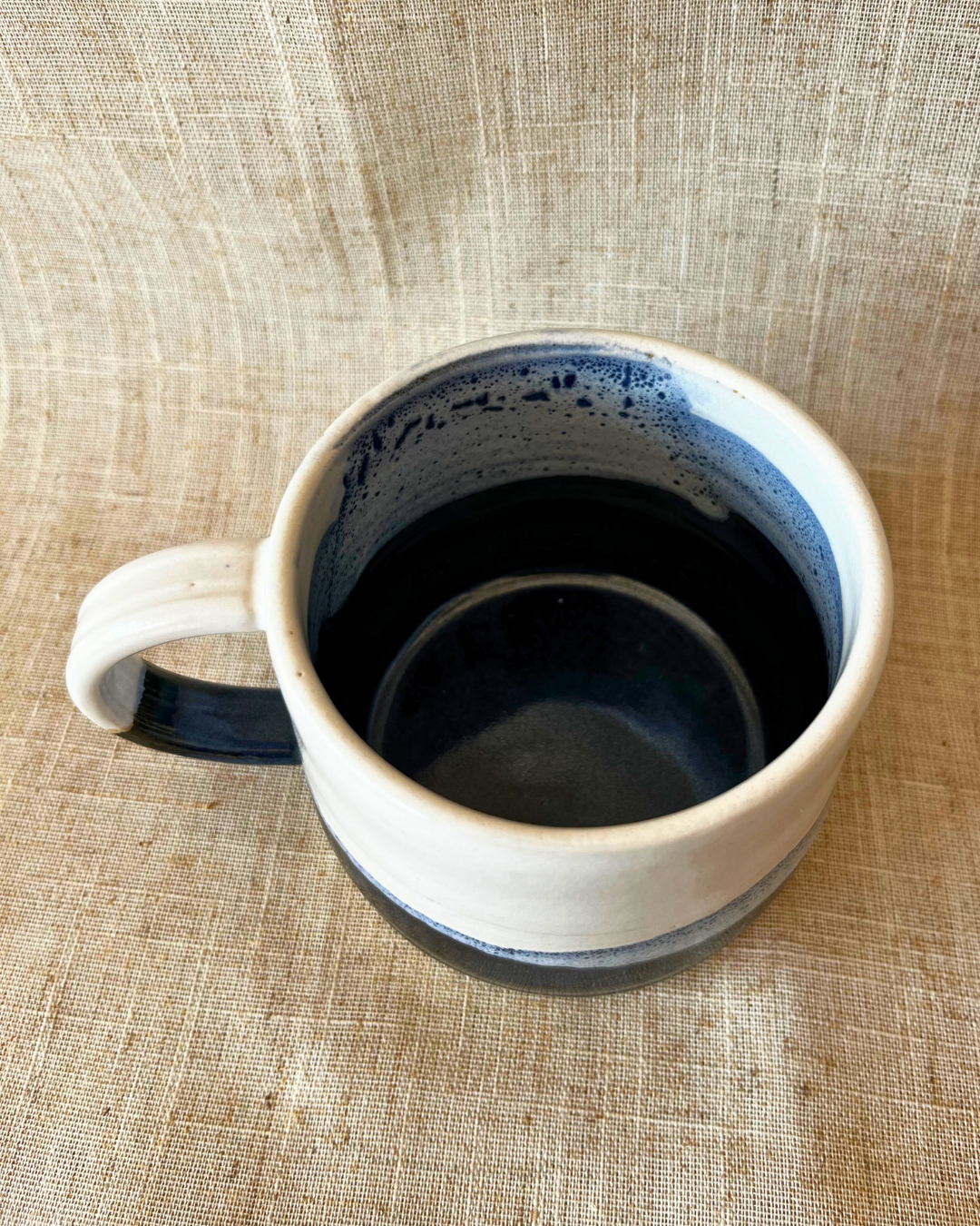 Handmade ceramic mug, blue and white mugs, coastal gift, UK made