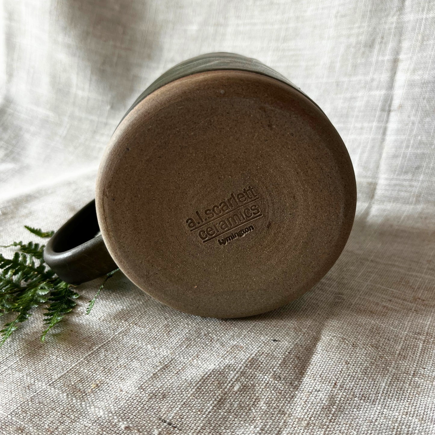 Handmade Ceramic Tankard, Large green stoneware mug, UK Made