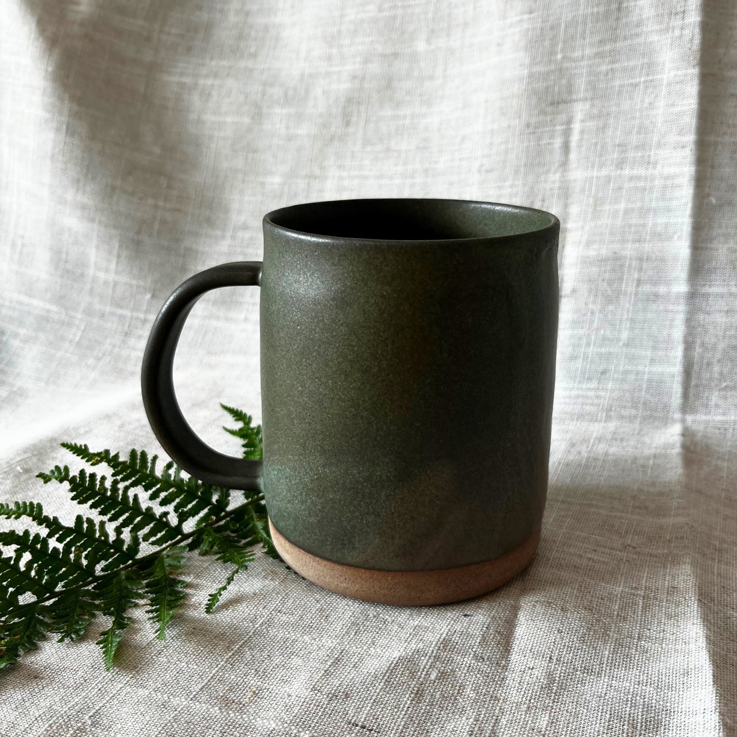 Handmade Ceramic Tankard, Large green stoneware mug, UK Made