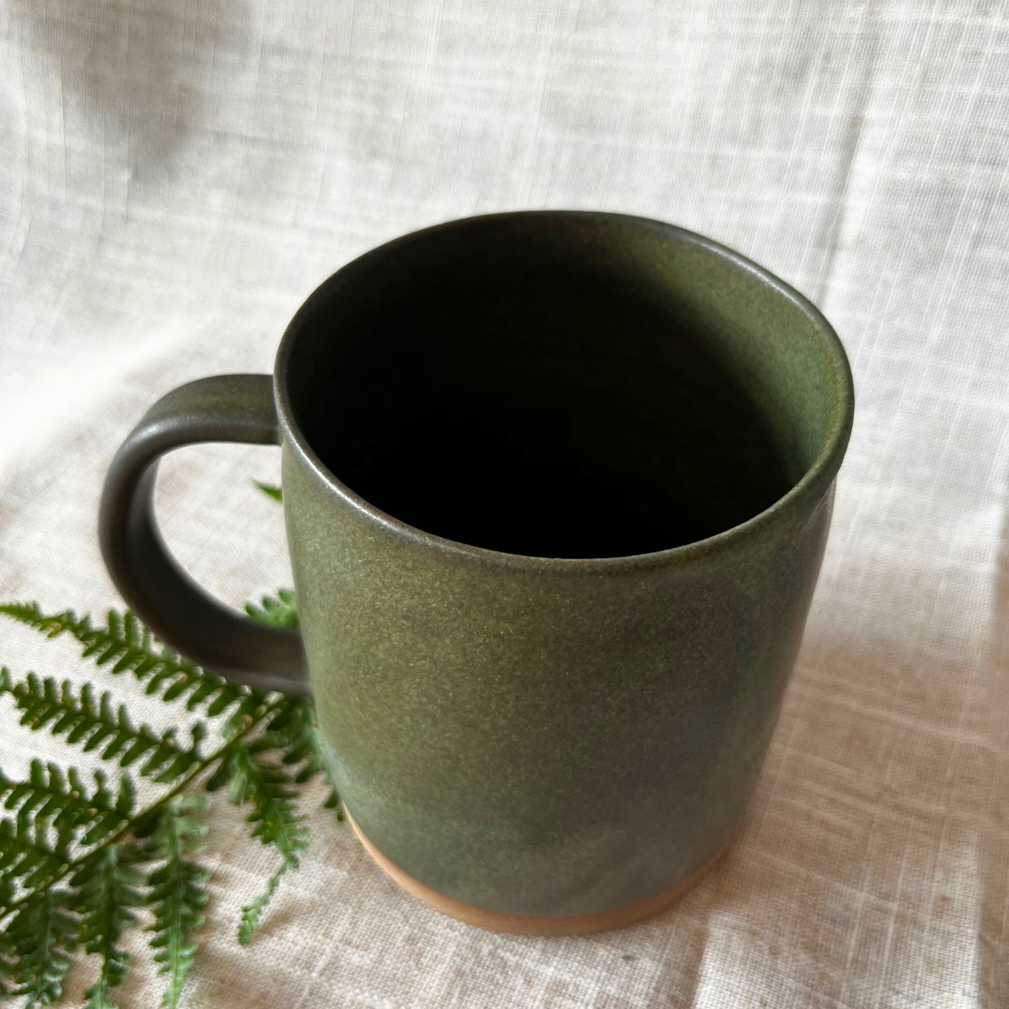 Handmade Ceramic Tankard, Large green stoneware mug, UK Made