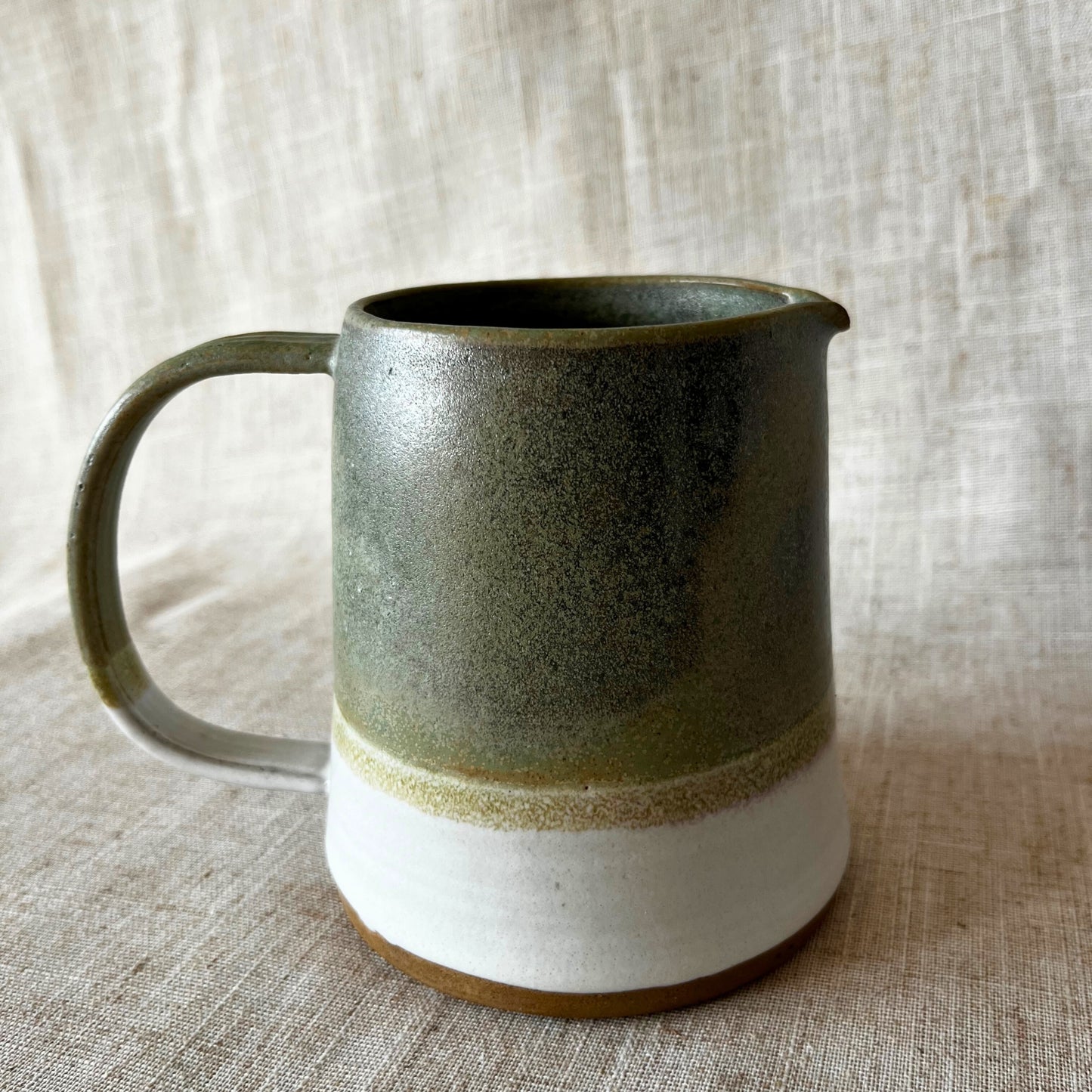 Ceramic Jug, Green stoneware jug, Ceramic pitcher handmade, UK Made