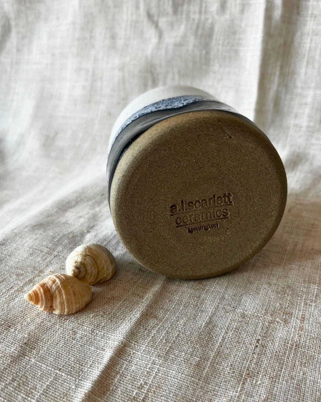 Handmade Coastal Wave Ceramic Dimpled Tumbler