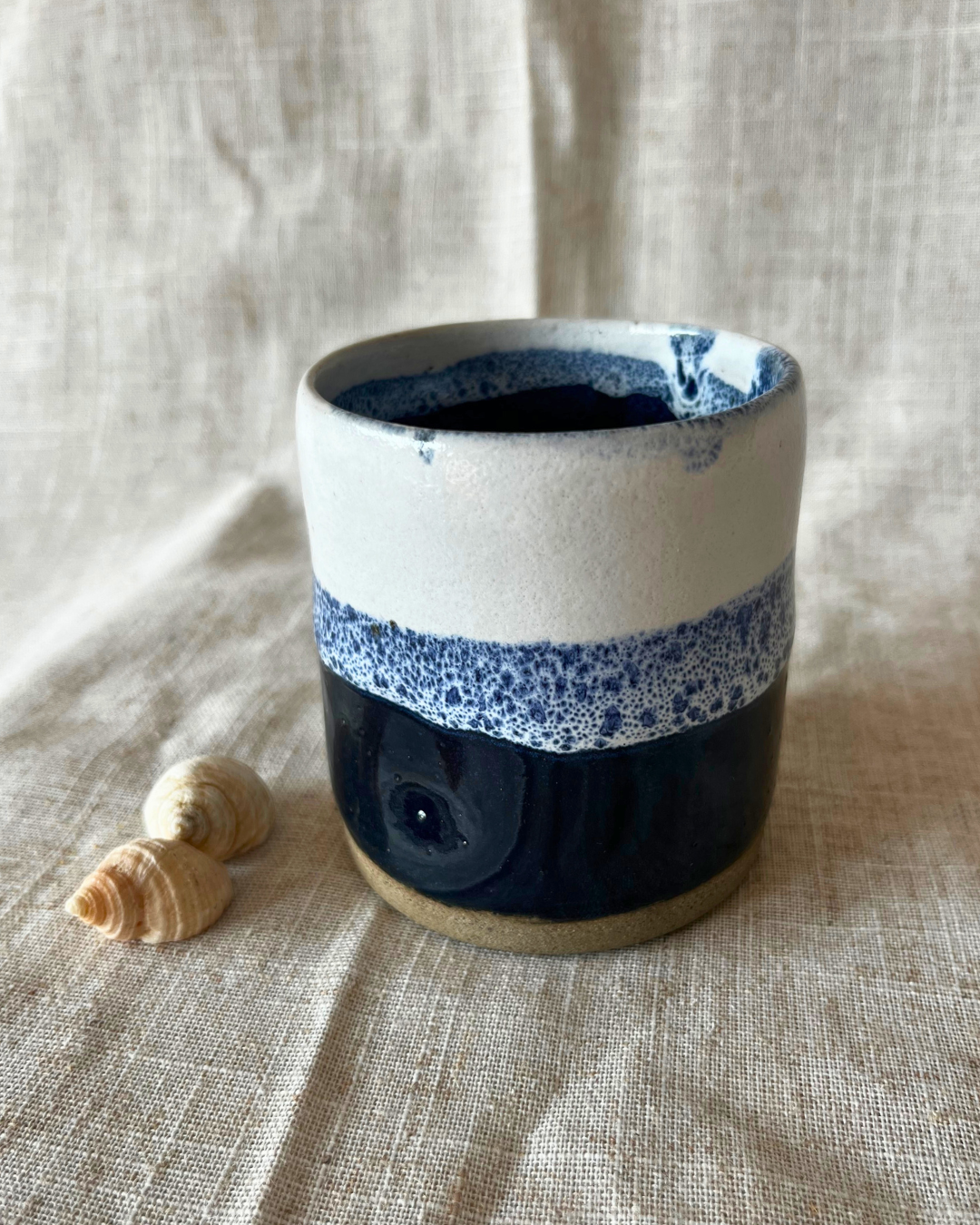 Handmade Coastal Wave Ceramic Dimpled Tumbler