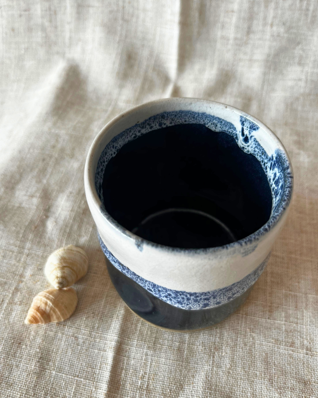 Handmade Coastal Wave Ceramic Dimpled Tumbler