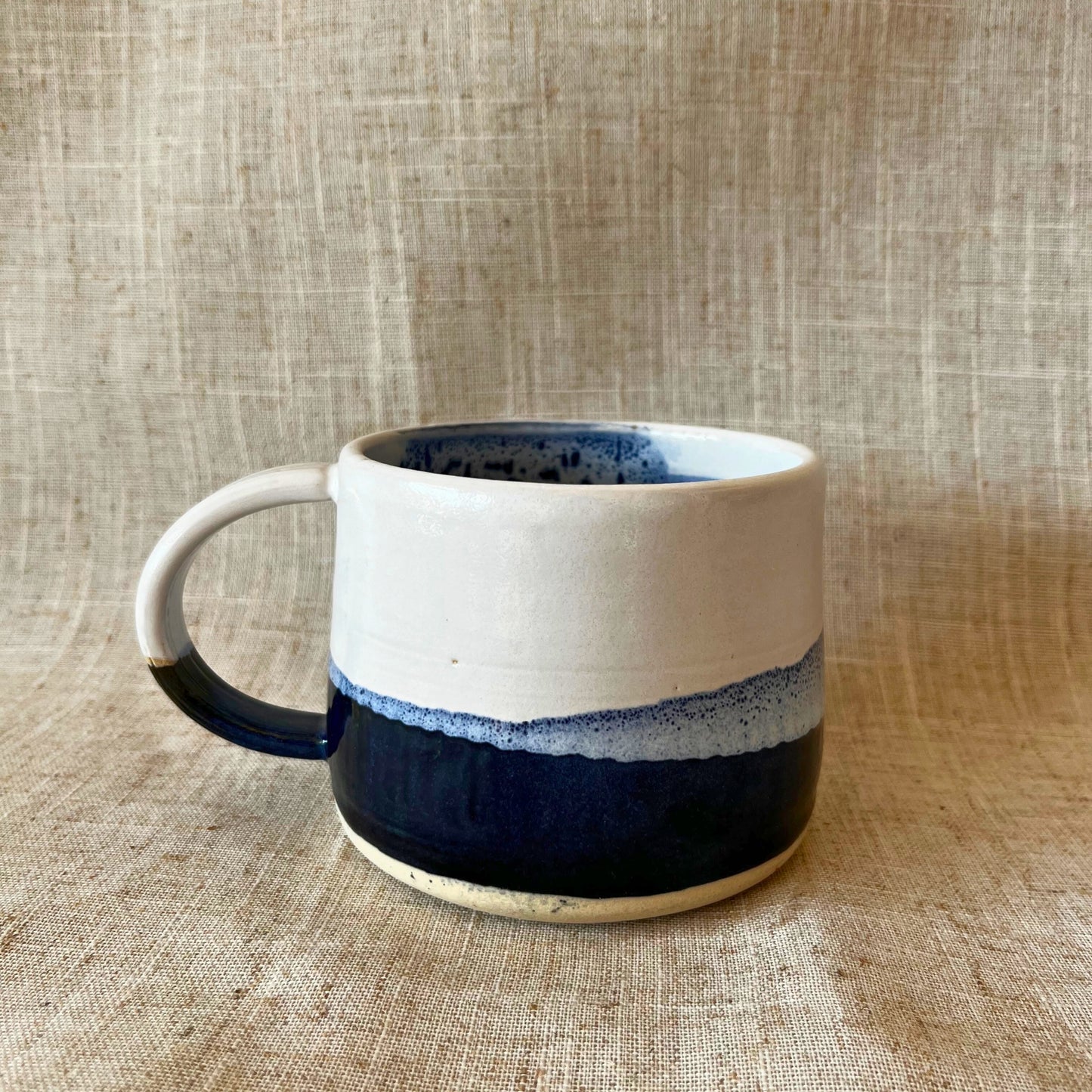 Handmade ceramic mug, blue and white mugs, coastal gift, UK made