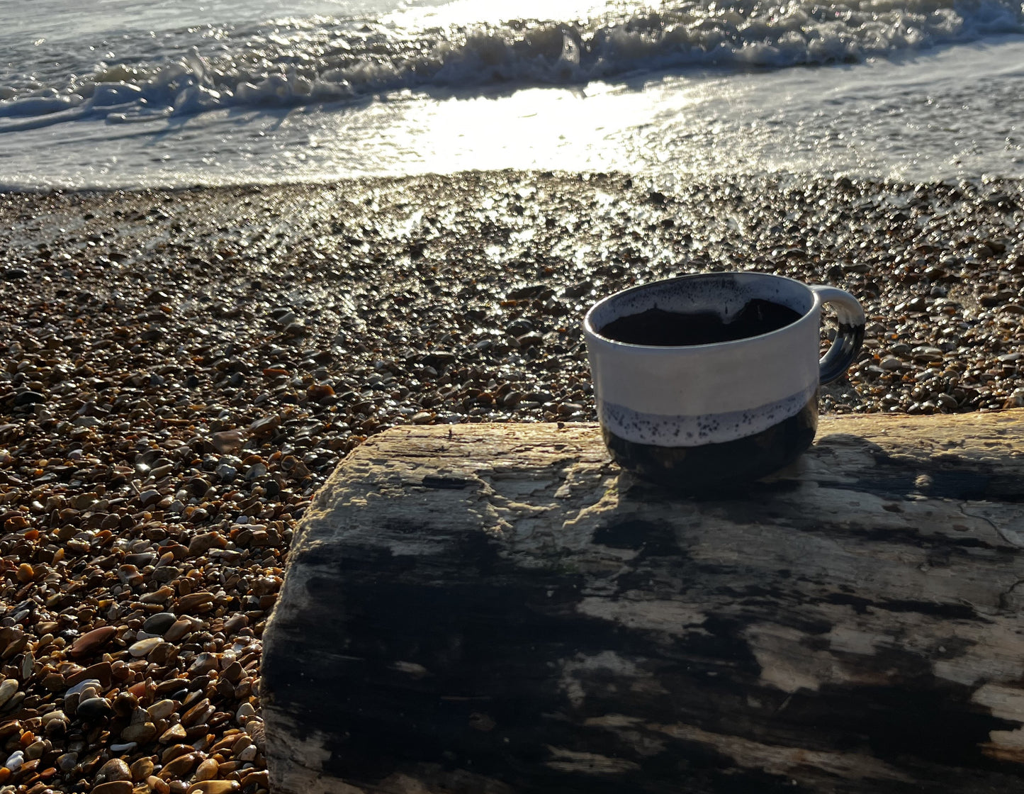 Handmade ceramic mug, blue and white mugs, coastal gift, UK made