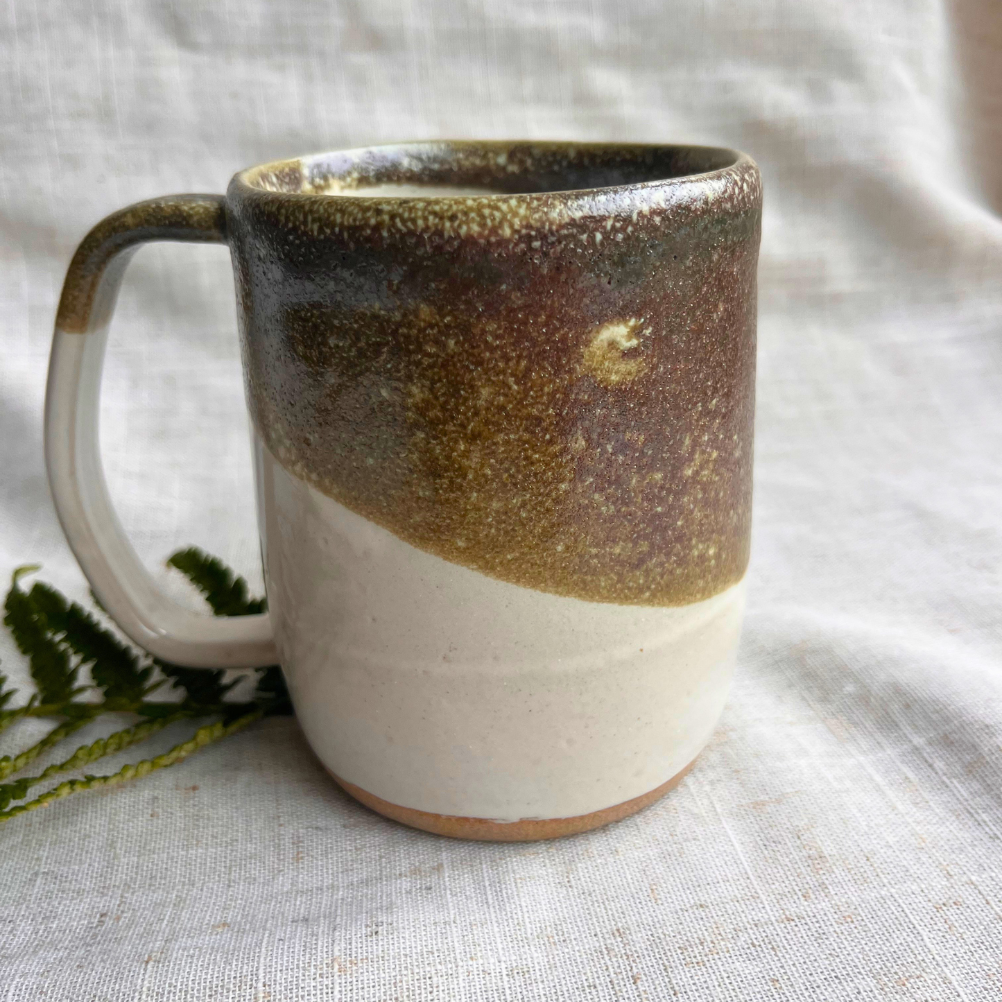 Forest Handmade Ceramic Tankard Light Green & White