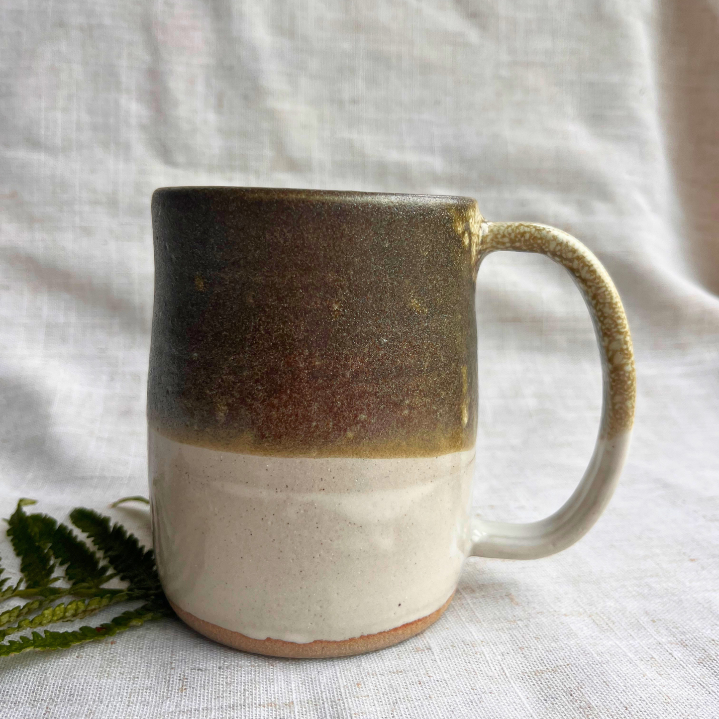 Forest Handmade Ceramic Tankard Light Green & White