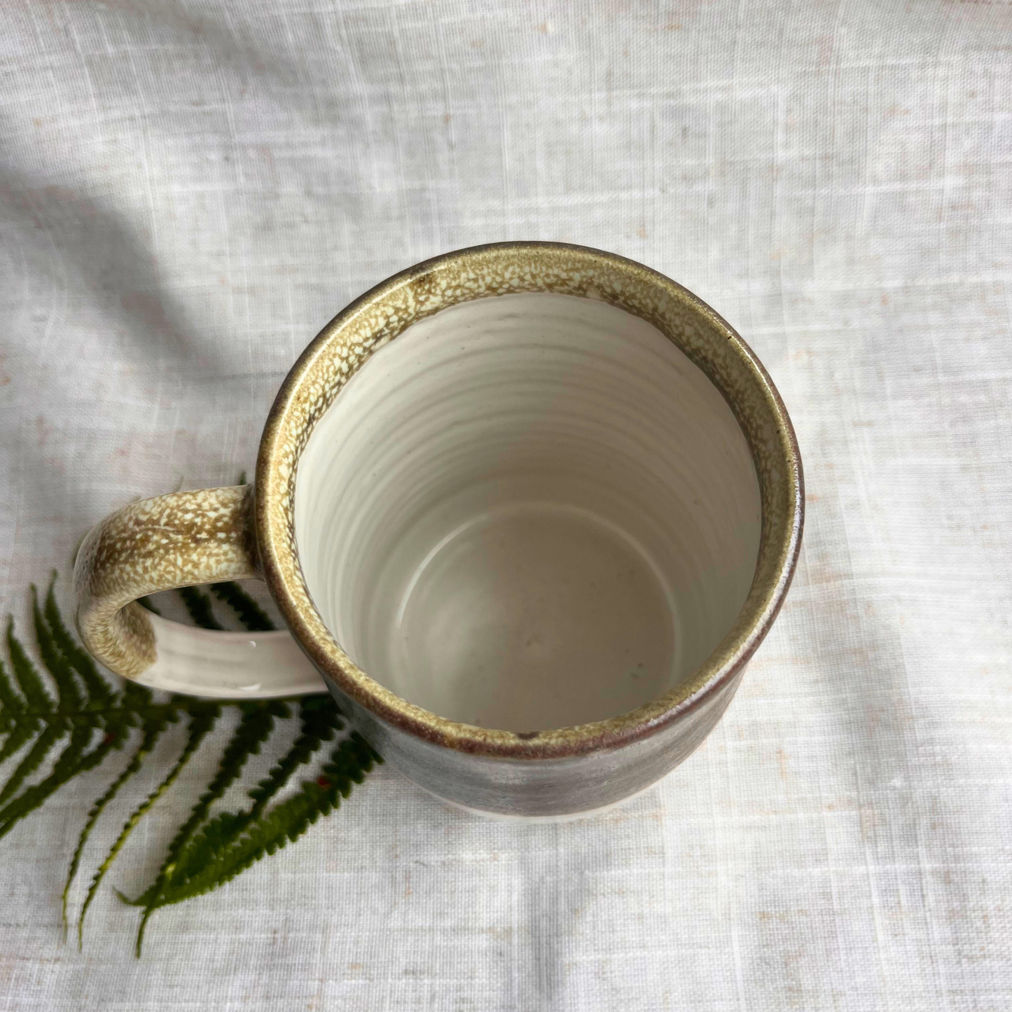 Forest Handmade Ceramic Tankard Light Green & White
