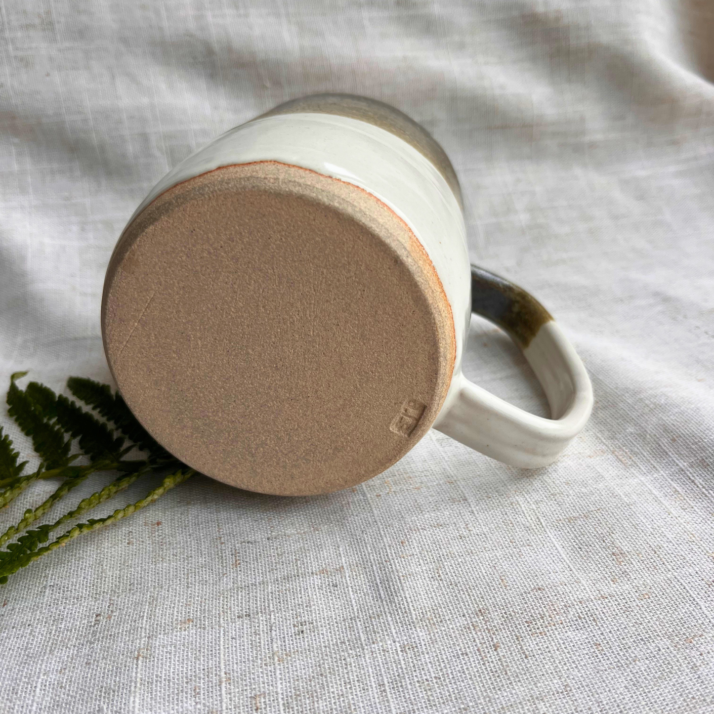 Forest Handmade Ceramic Tankard Light Green & White