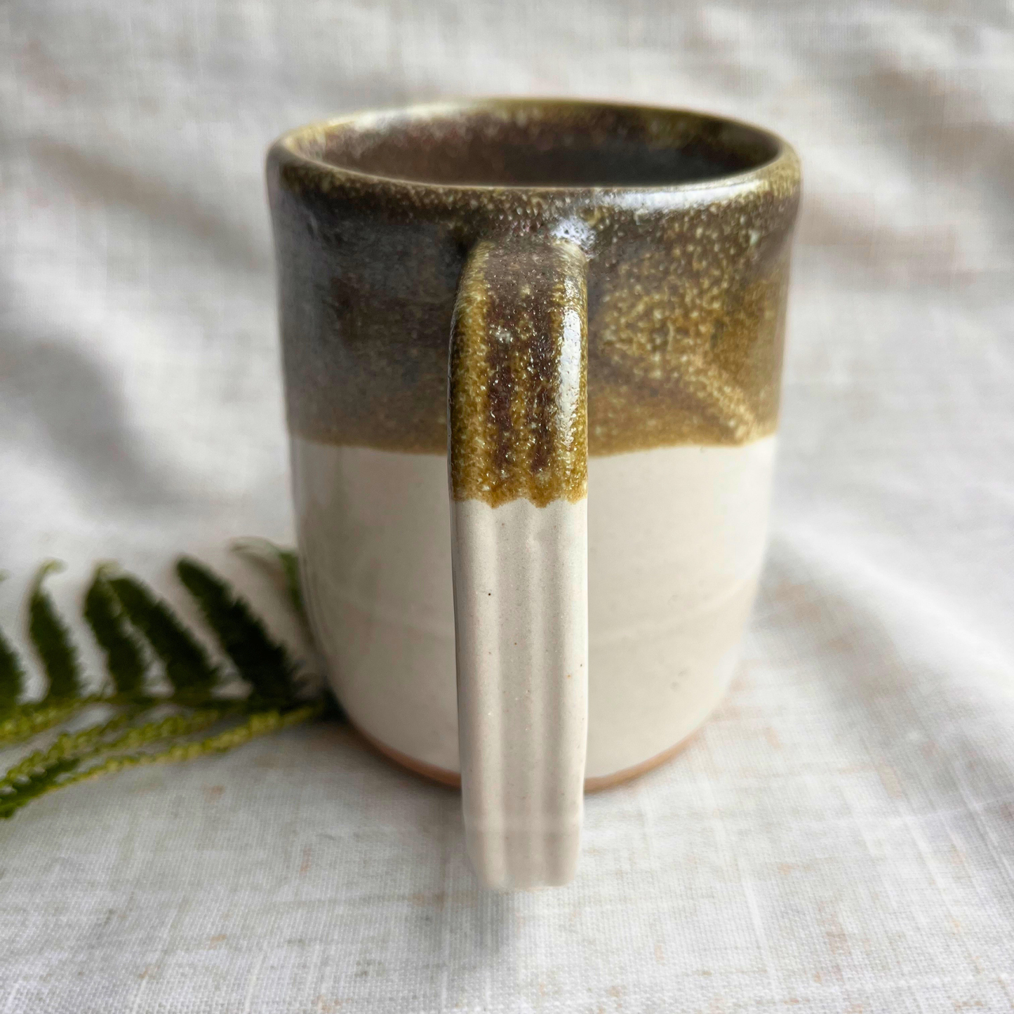 Forest Handmade Ceramic Tankard Light Green & White