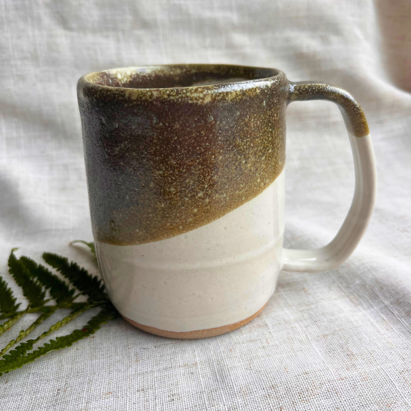 Forest Handmade Ceramic Tankard Light Green & White