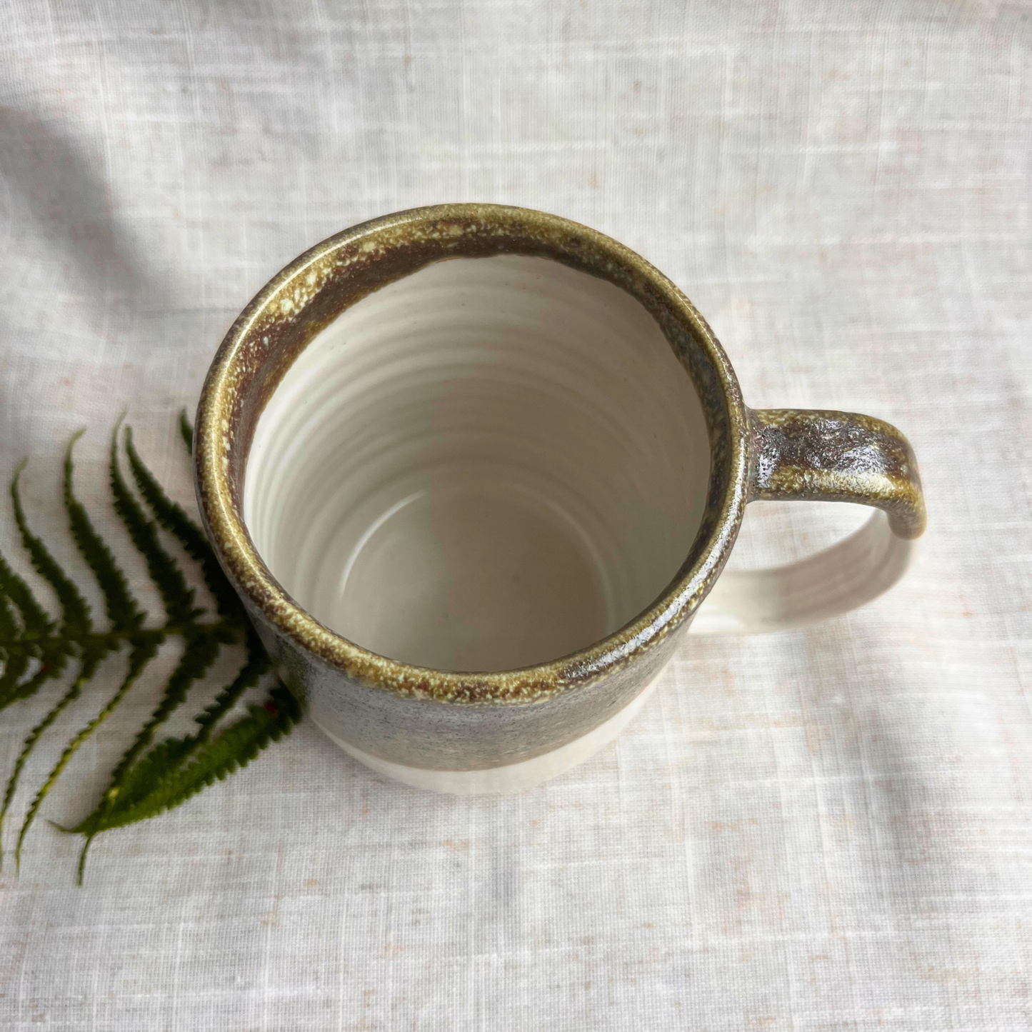Forest Handmade Ceramic Tankard Light Green & White