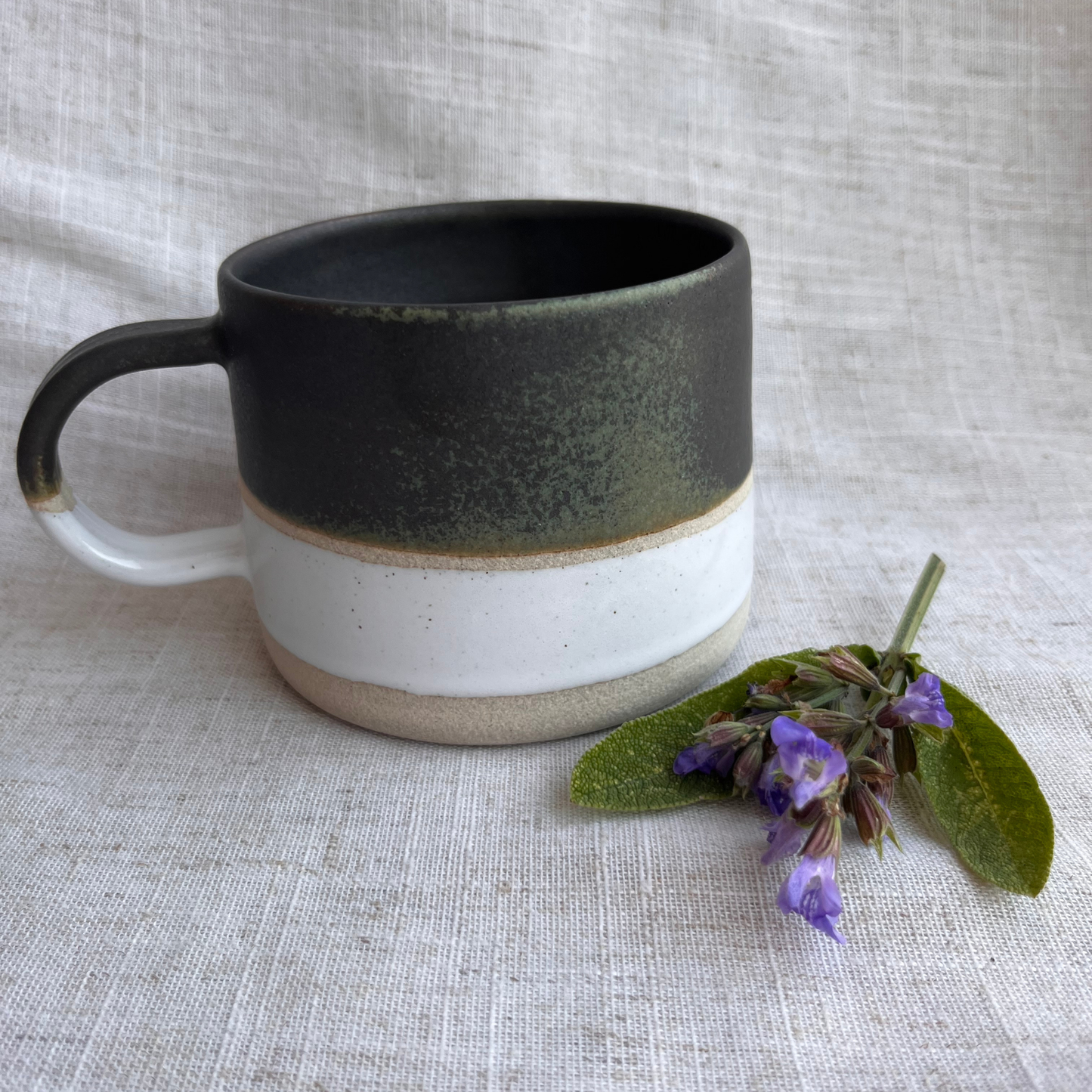 Forest Handmade Ceramic Mug Green & White