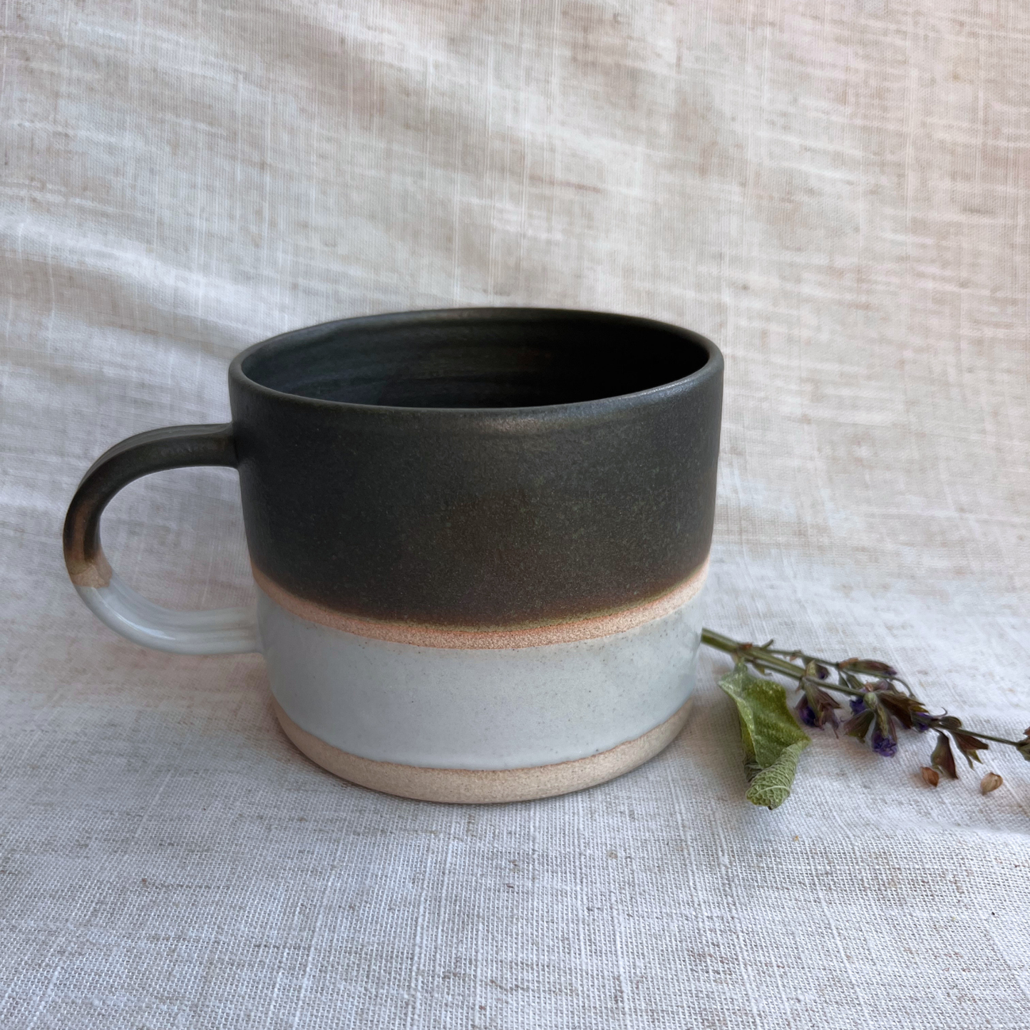 Forest Handmade Ceramic Mug Green & White