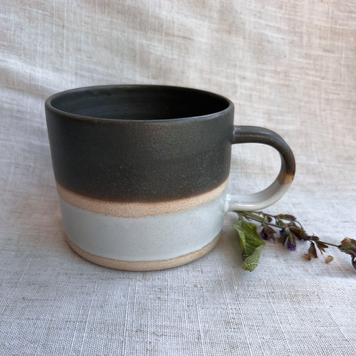 Forest Handmade Ceramic Mug Green & White