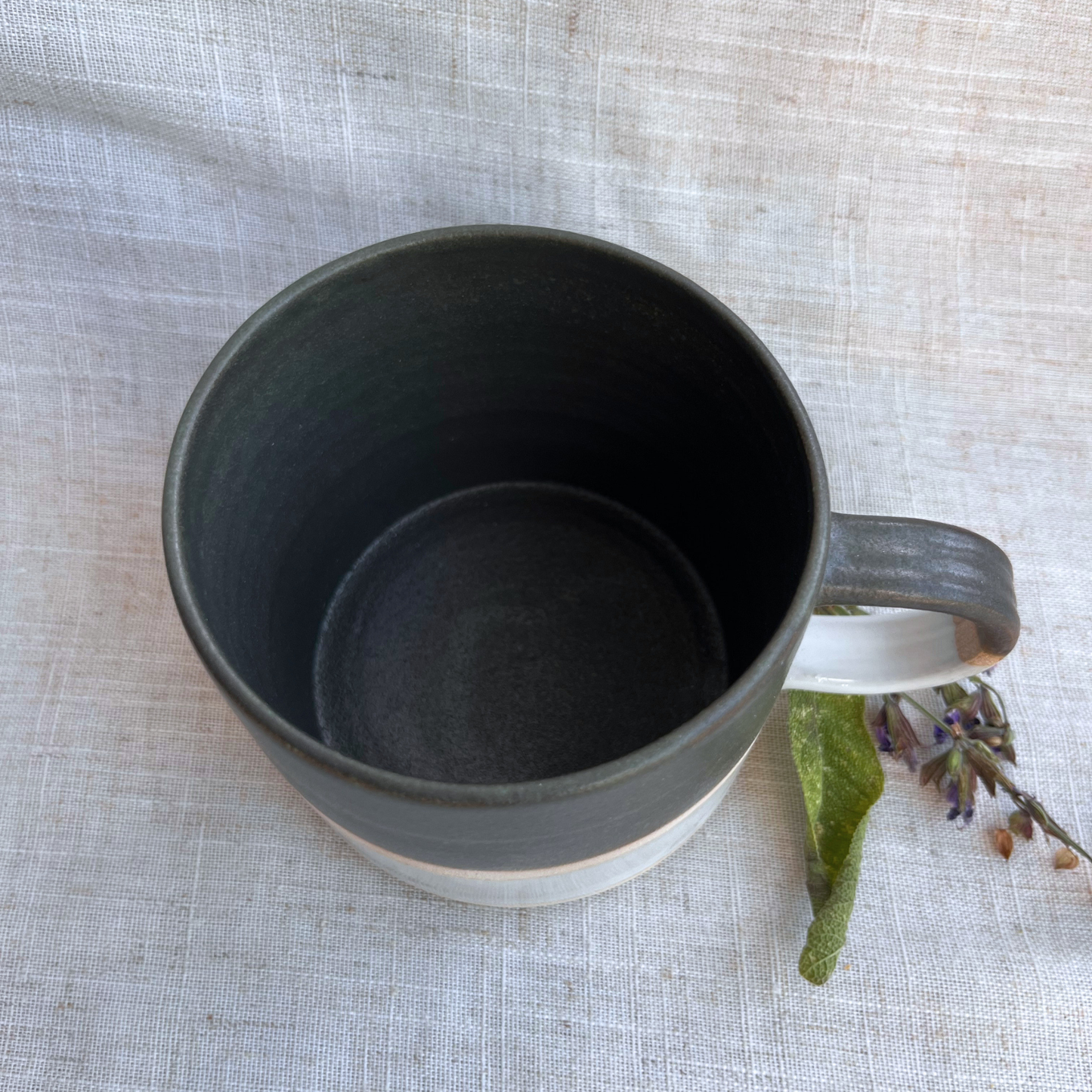 Forest Handmade Ceramic Mug Green & White