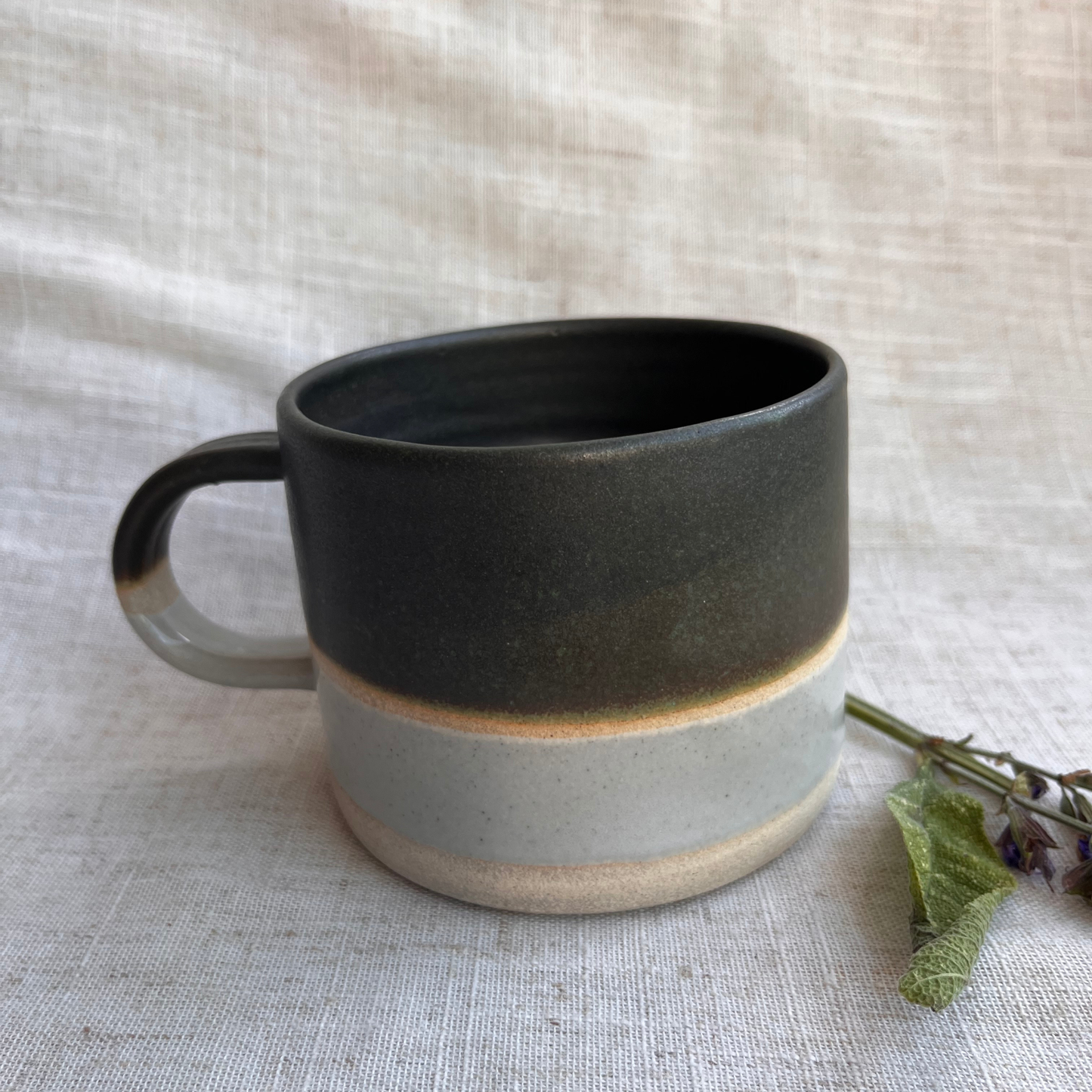 Forest Handmade Ceramic Mug Green & White