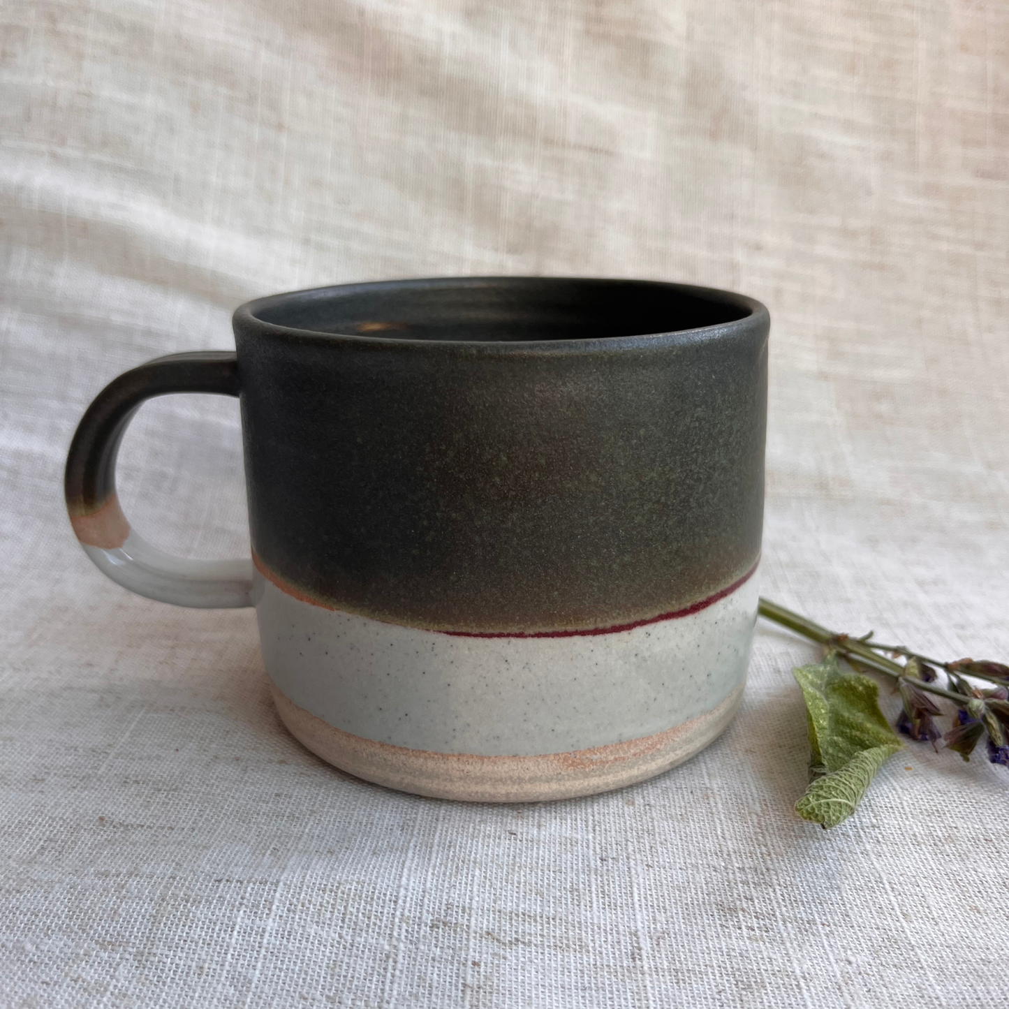 Forest Handmade Ceramic Mug Green & White
