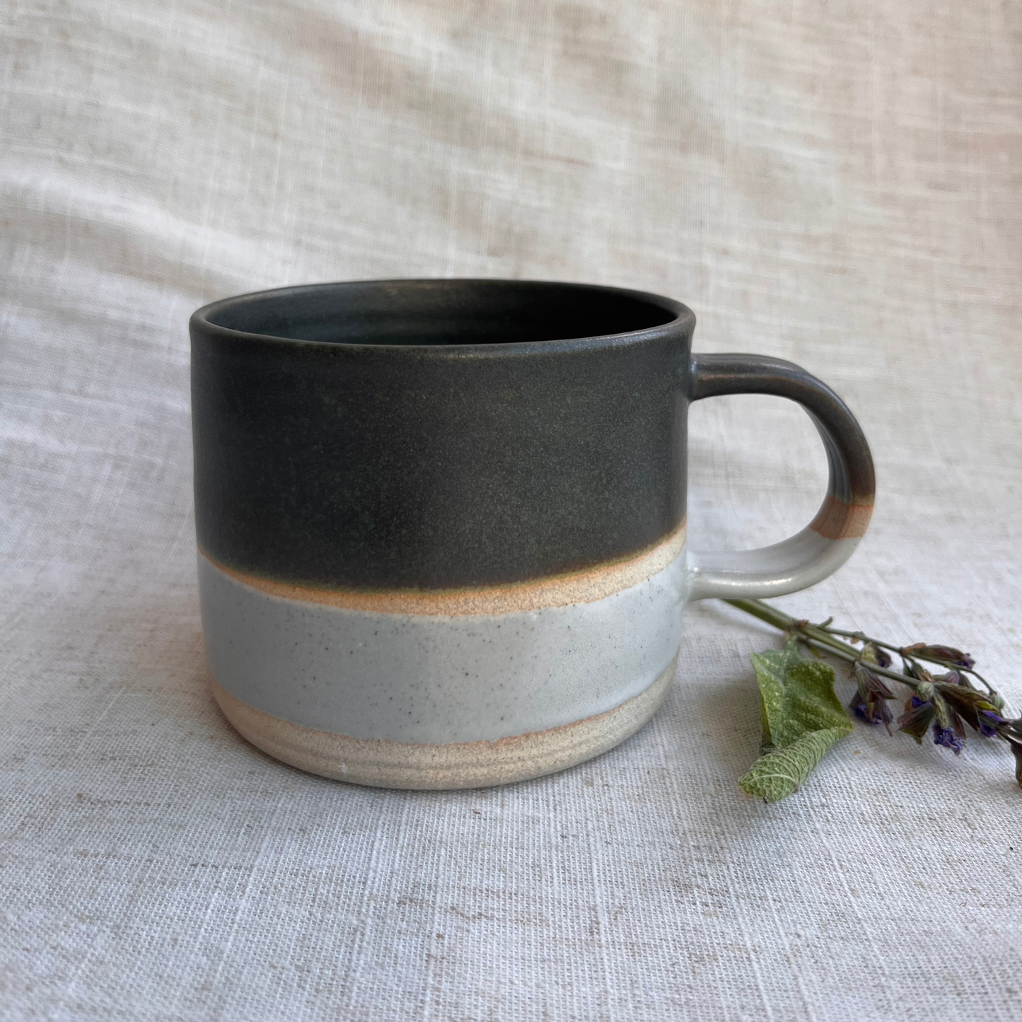 Forest Handmade Ceramic Mug Green & White