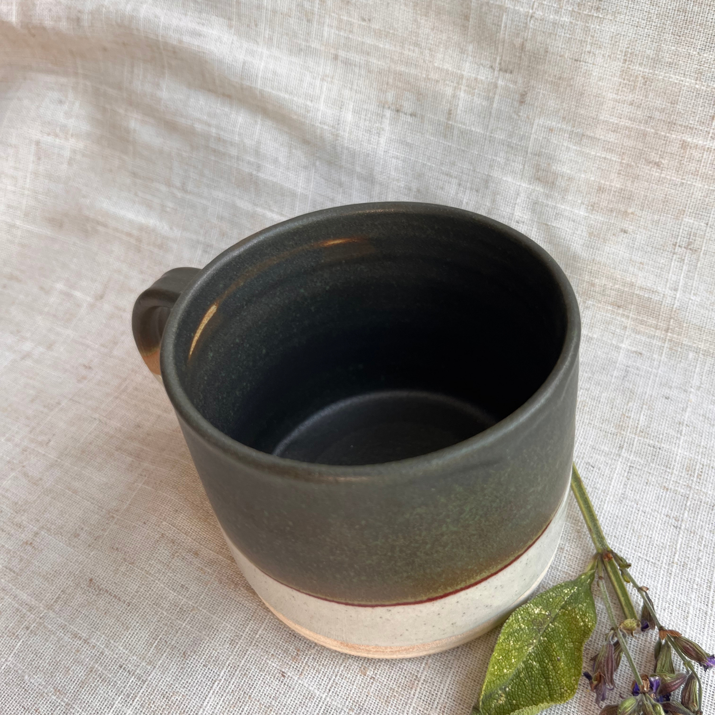 Forest Handmade Ceramic Mug Green & White