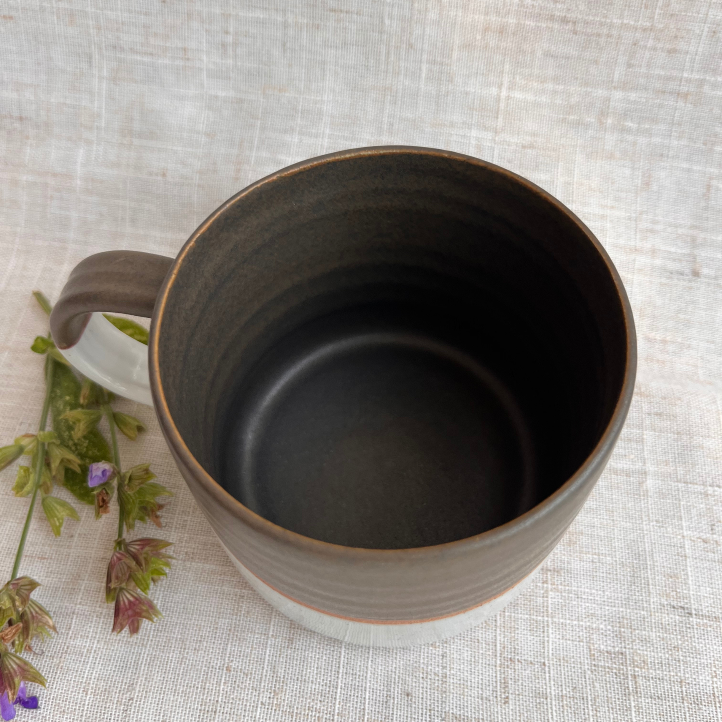 Forest Handmade Ceramic Mug Green & White