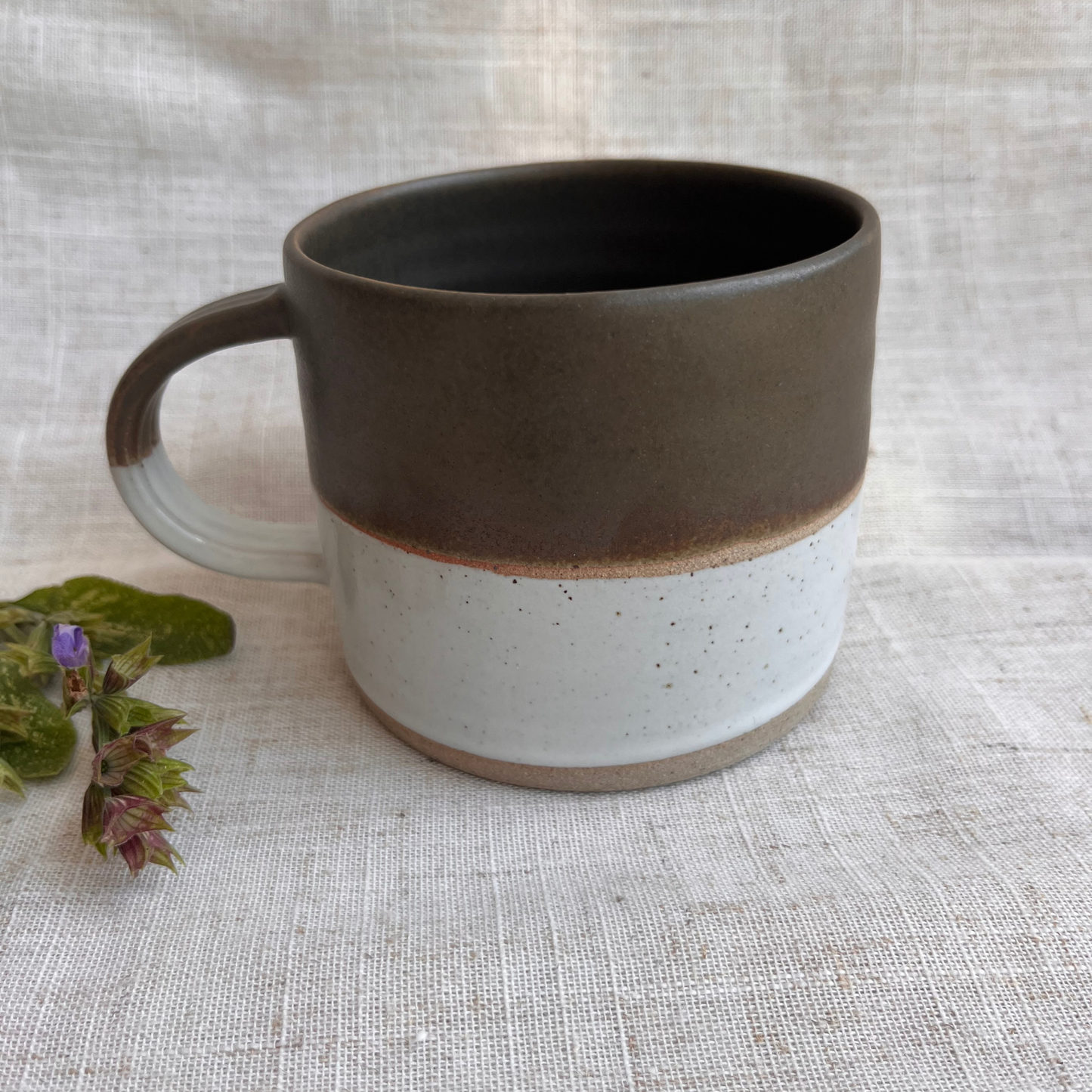 Forest Handmade Ceramic Mug Green & White
