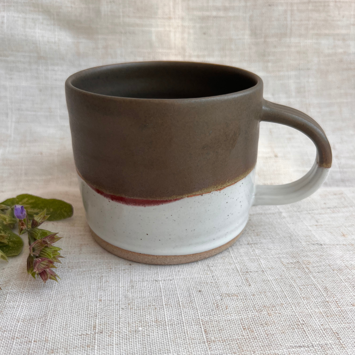 Forest Handmade Ceramic Mug Green & White