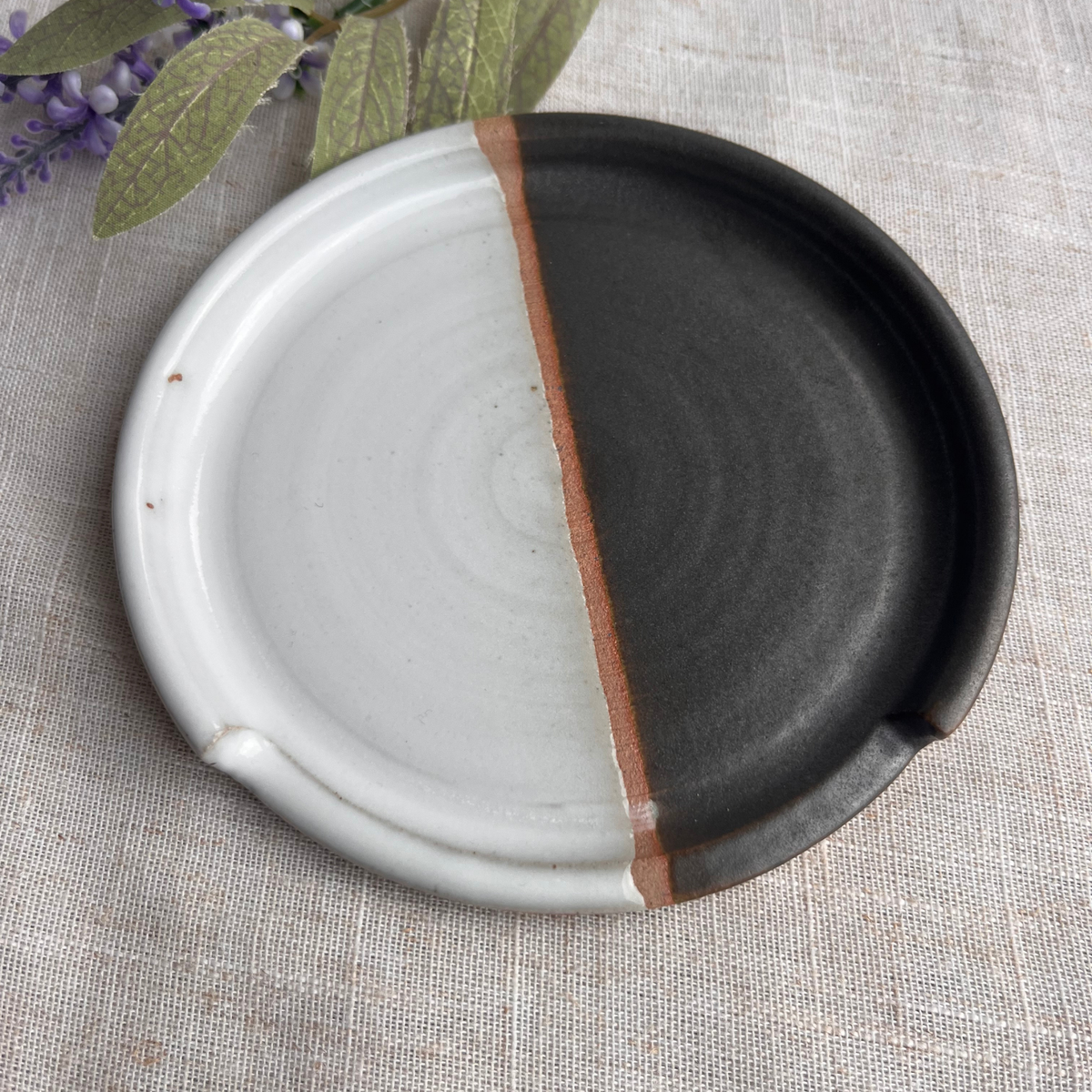 Forest Handmade Ceramic Spoon Rest Beige