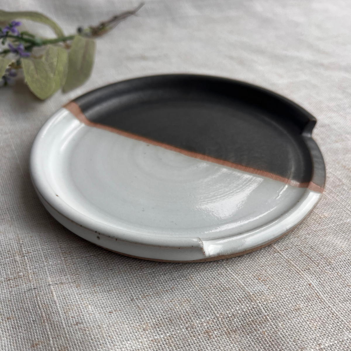 Forest Handmade Ceramic Spoon Rest Beige