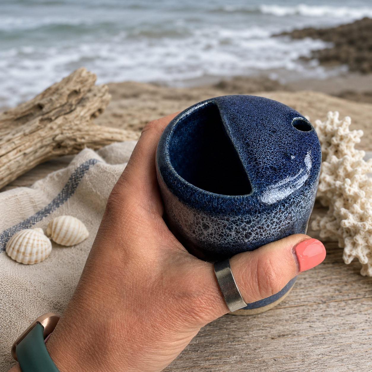 Coastal Handmade Ceramic Travel Mug