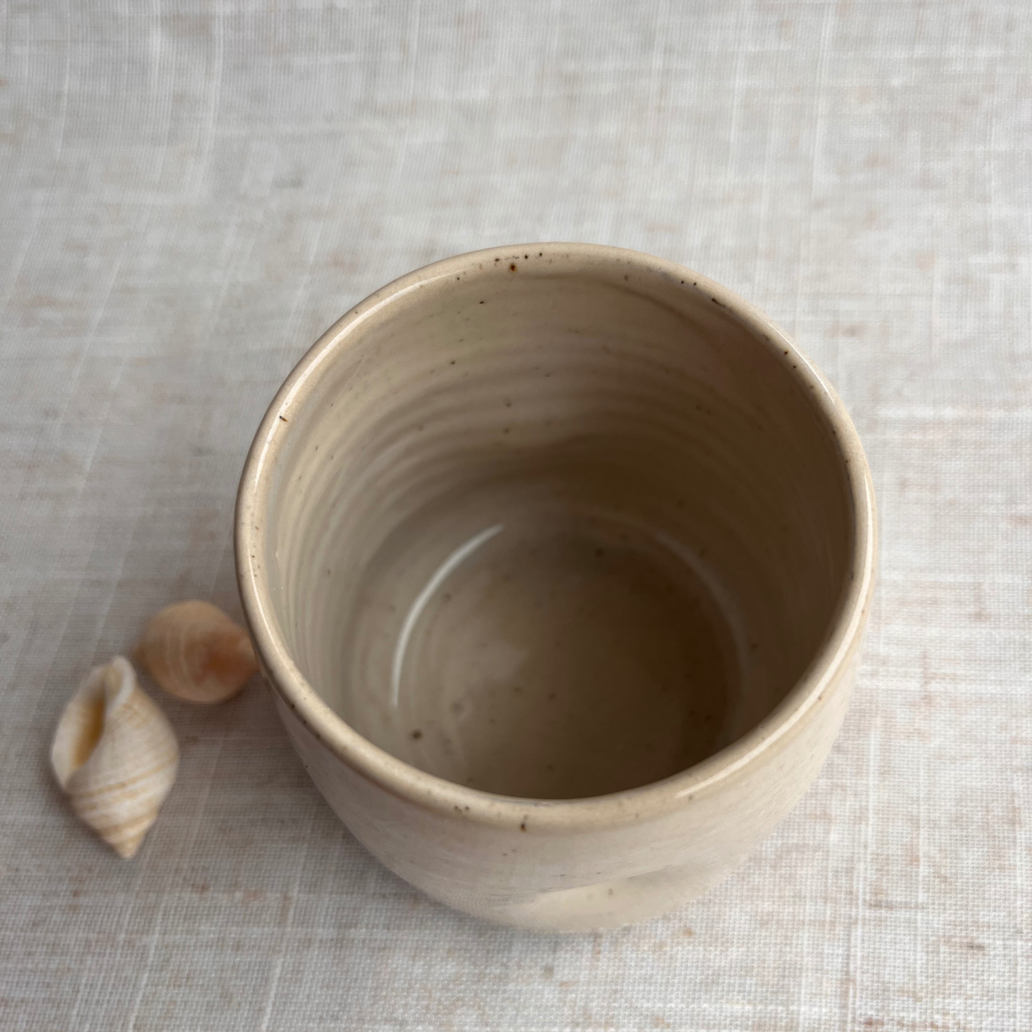 Handmade Ceramic Dimple Cup, Coastal Seashell light Range