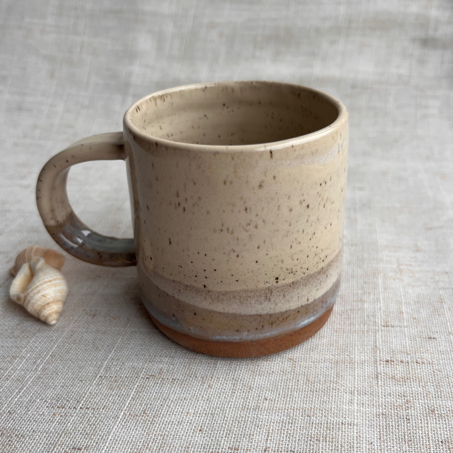 Handmade Small Ceramic Mug, Coastal Seashell Range
