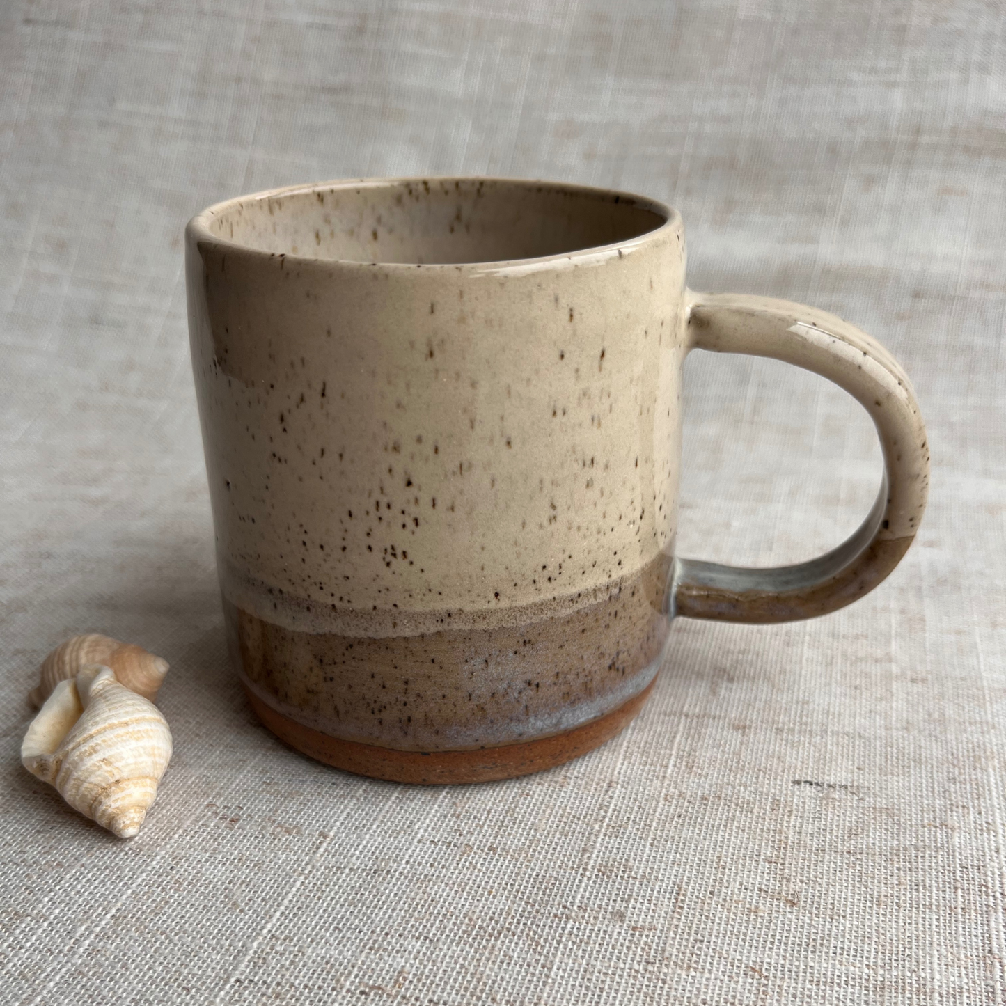 Handmade Small Ceramic Mug, Coastal Seashell Range