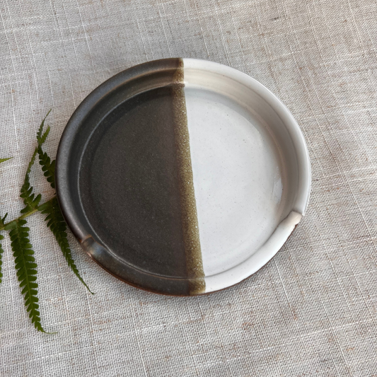 Forest Handmade Ceramic Spoon Rest Beige & Green