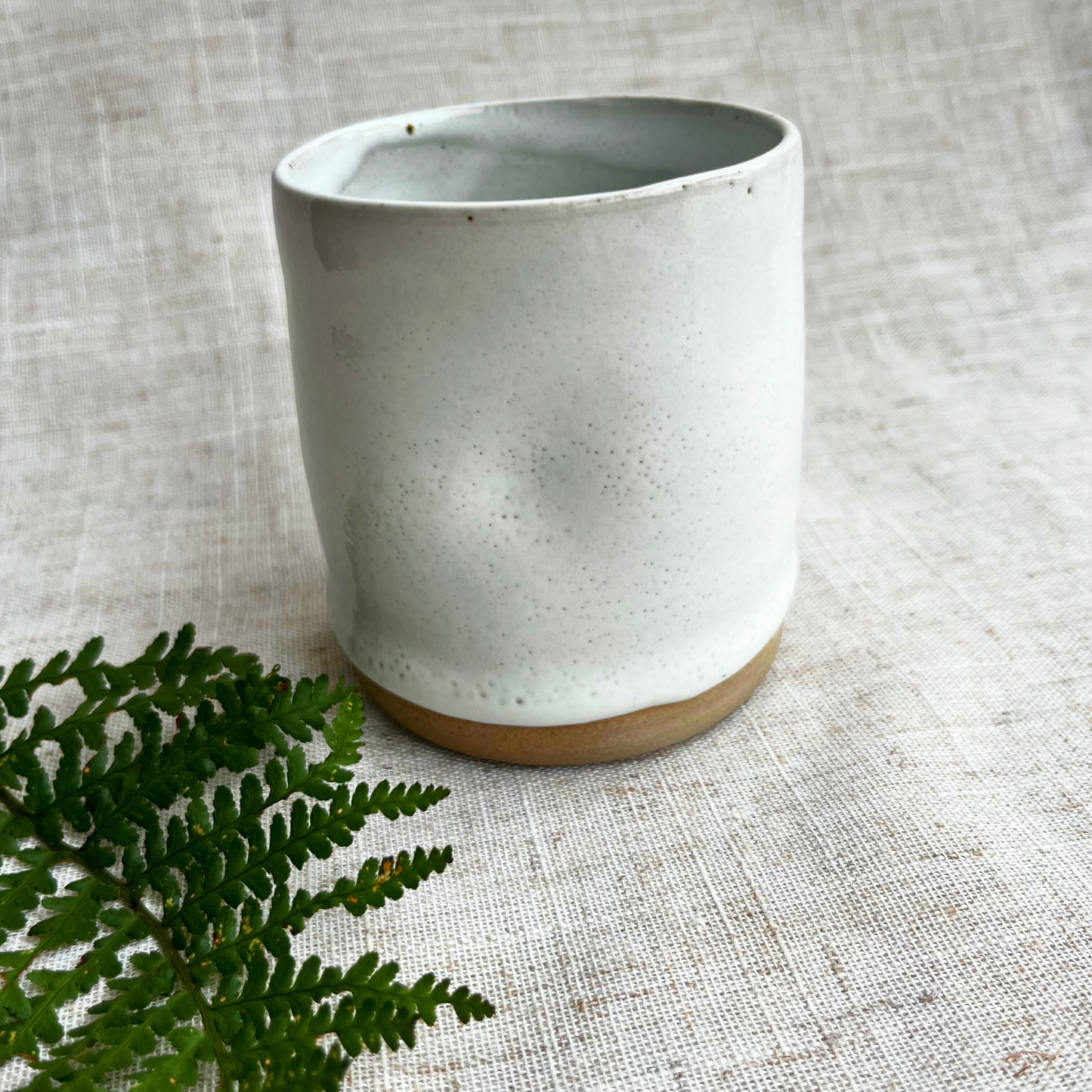 Handmade Cortado coffee cup with dimple, White Glaze