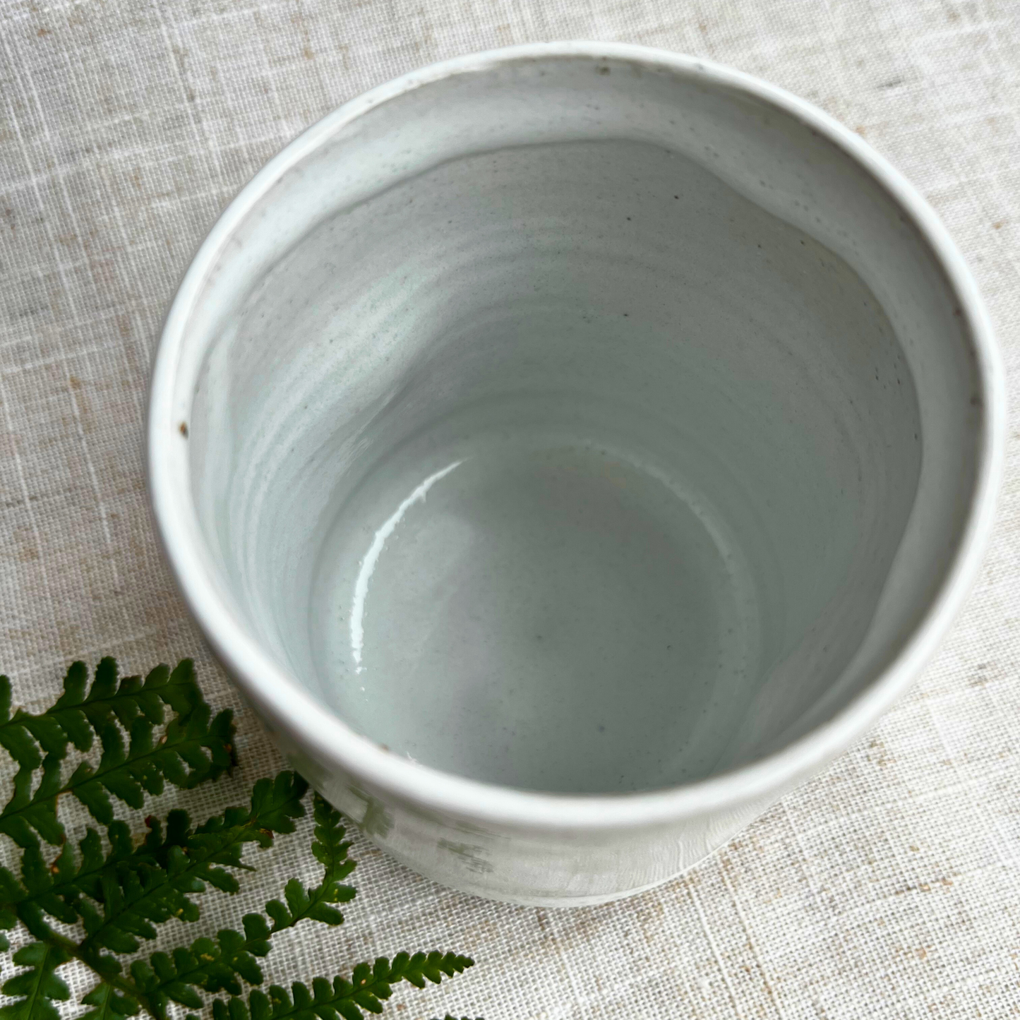 Handmade Cortado coffee cup with dimple, White Glaze