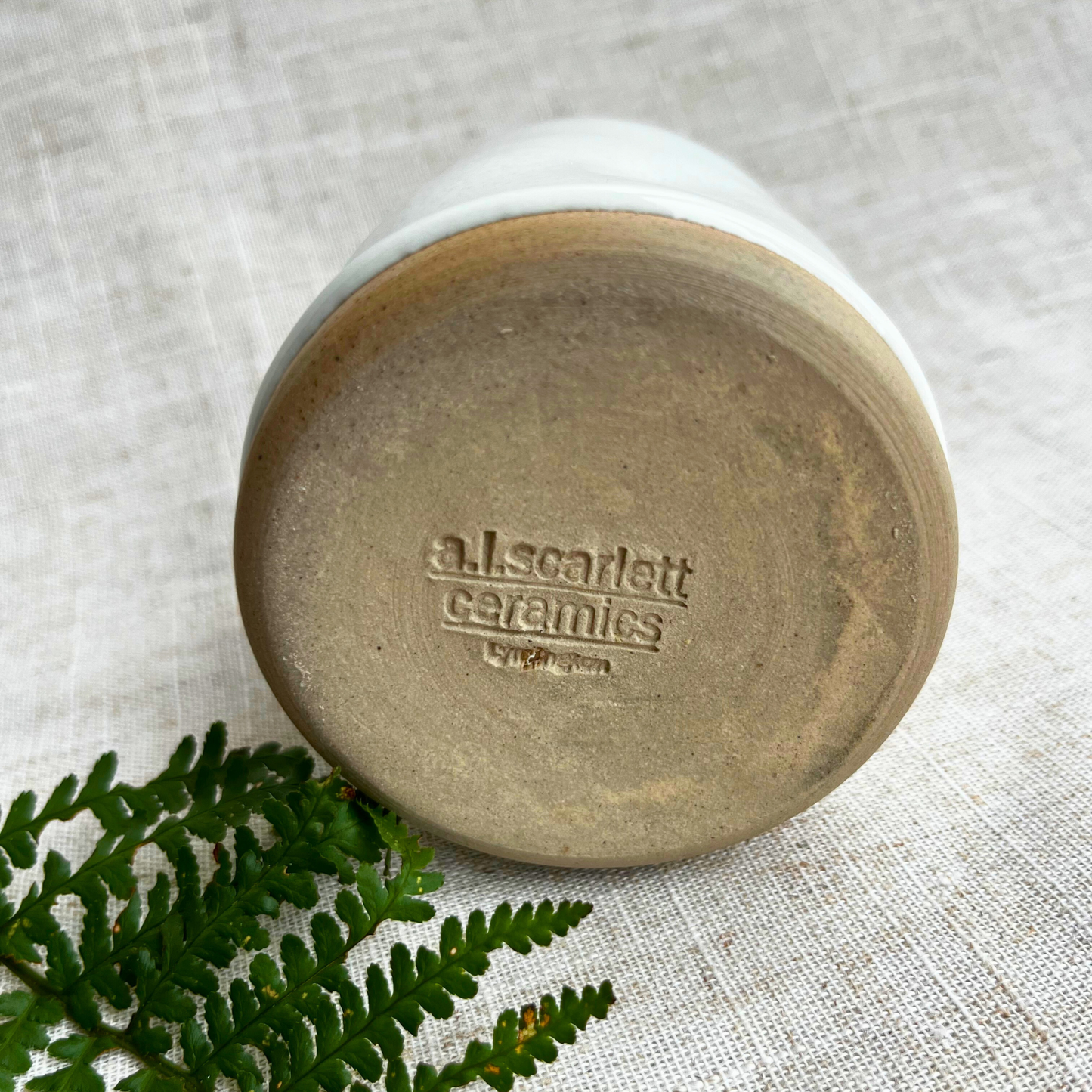 Handmade Cortado coffee cup with dimple, White Glaze