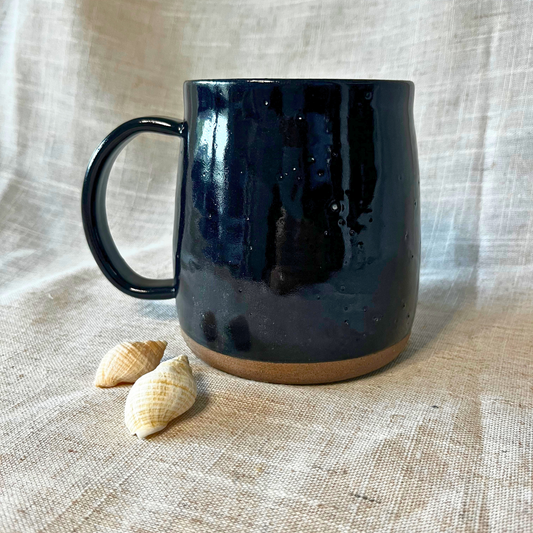Handmade Ceramic Tankard, Large navy blue stoneware mug, UK Made